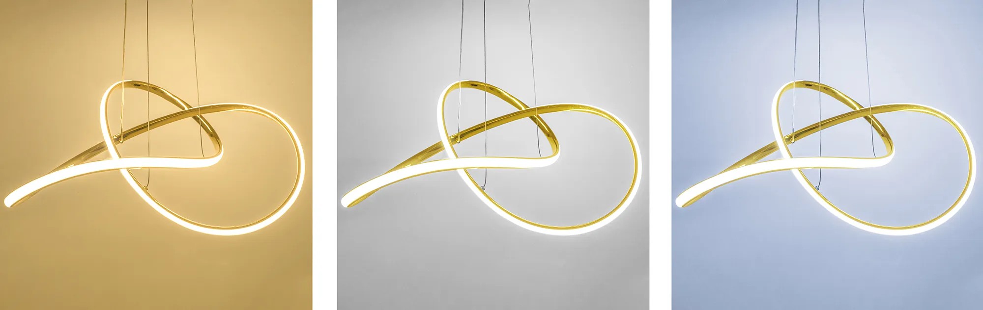 Lampa Sufitowa Wisząca Ring Nowoczesna LED + Pilot APP394-CP Złota 5