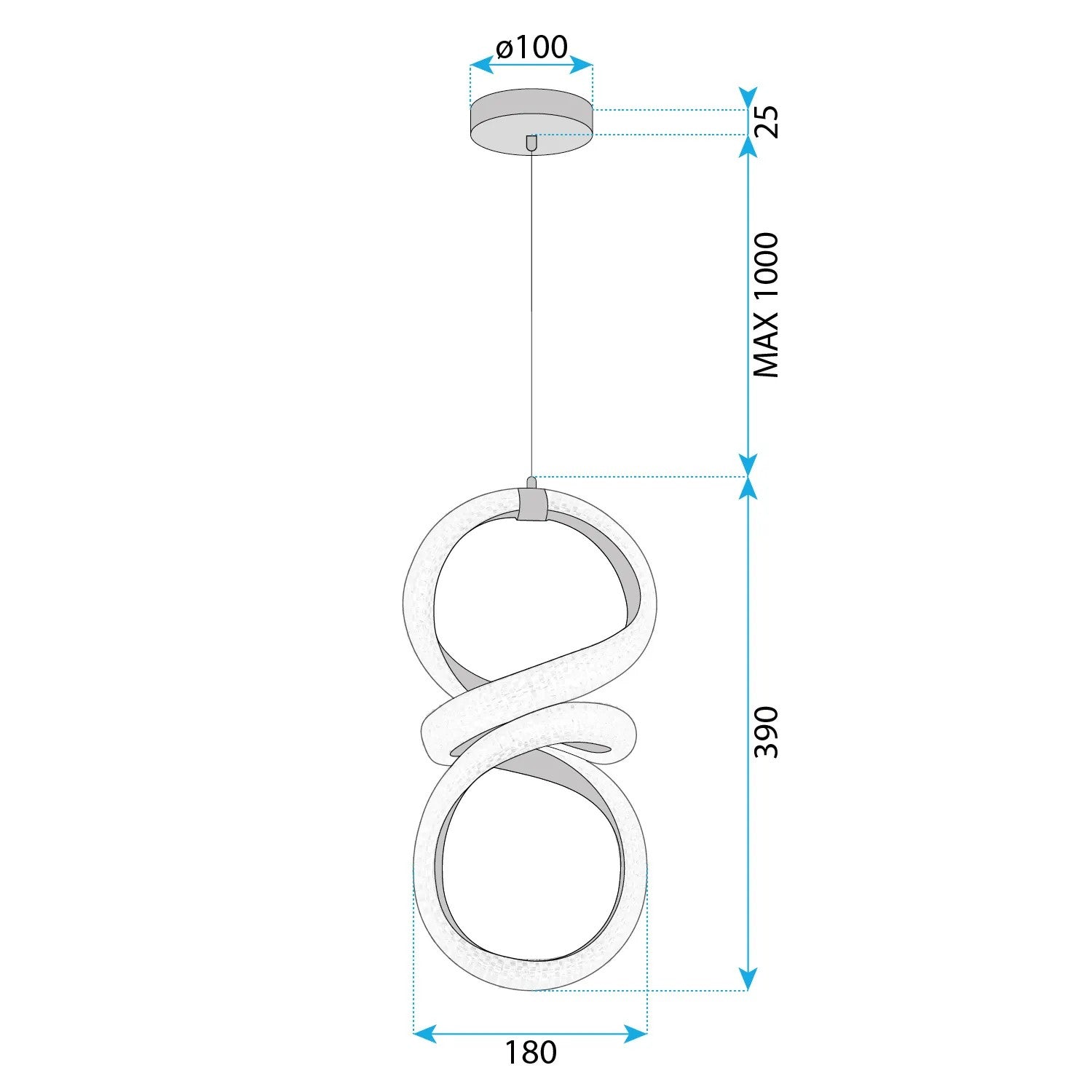 LAMPA WISZĄCA KRYSZTAŁOWA SPIRALA LED G070-CP Złota 5