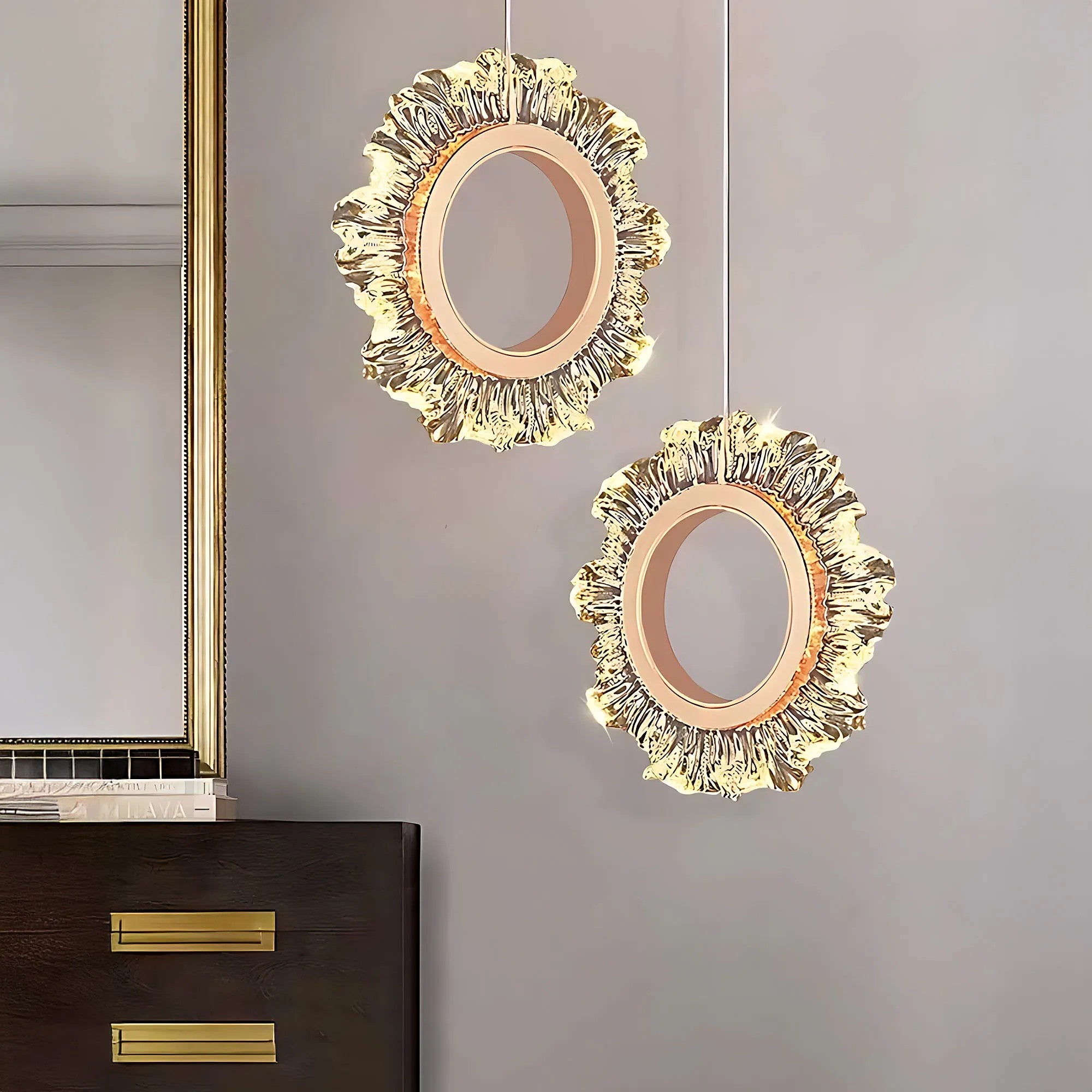 LAMPA SUFITOWA WISZĄCA LED LHJ103-2CP ZŁOTA 5
