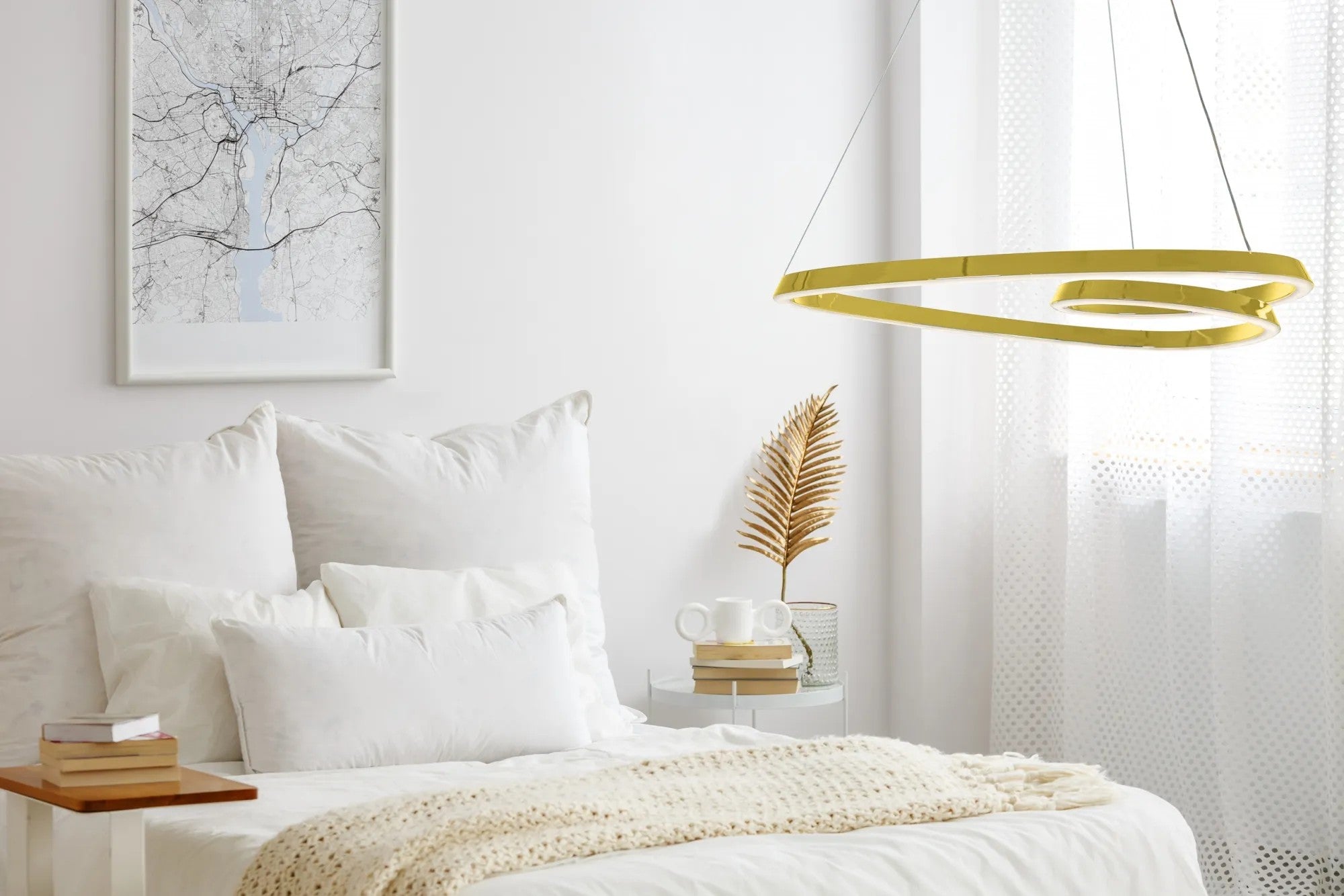 Lampa Sufitowa Wisząca Loop LED APP797-cp Złota + Pilot 5