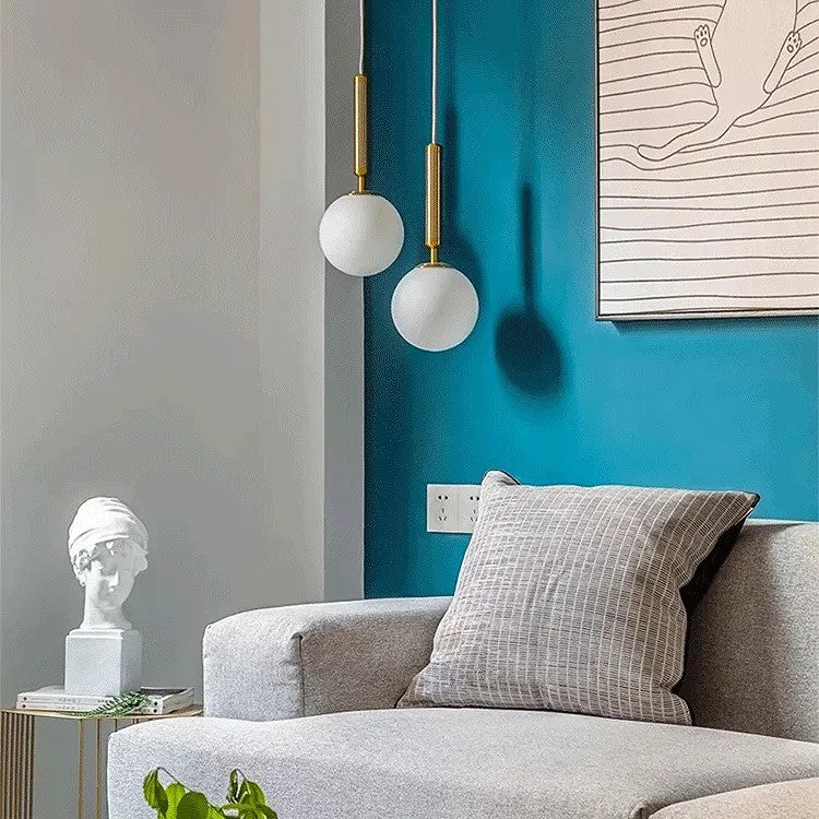 LAMPA WISZĄCA SZKLANA KULA G108-1W ZŁOTA E27 5