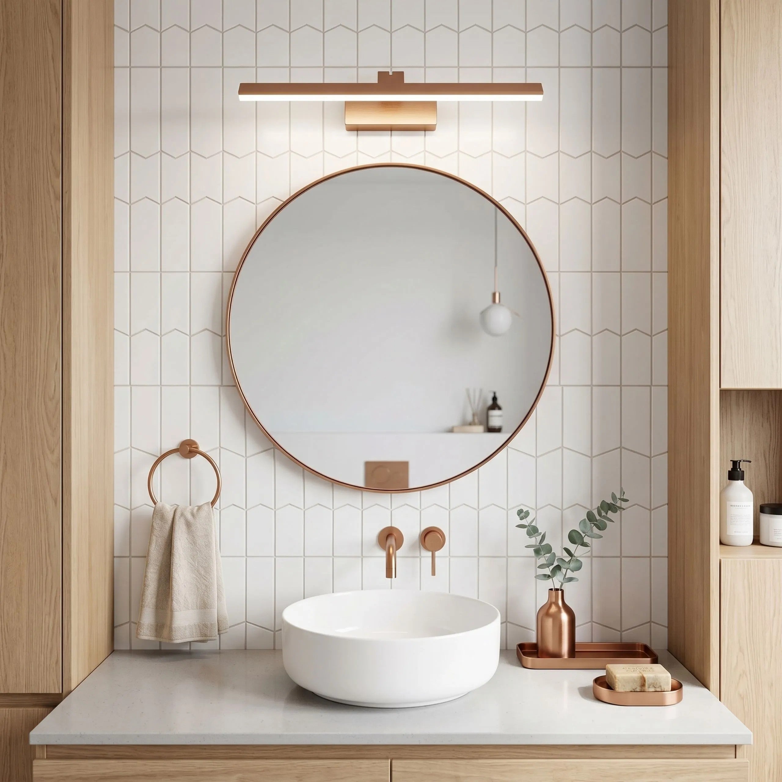 Kinkiet Łazienkowy LED SWE013-1W 43cm Miedź Szczotkowana 5