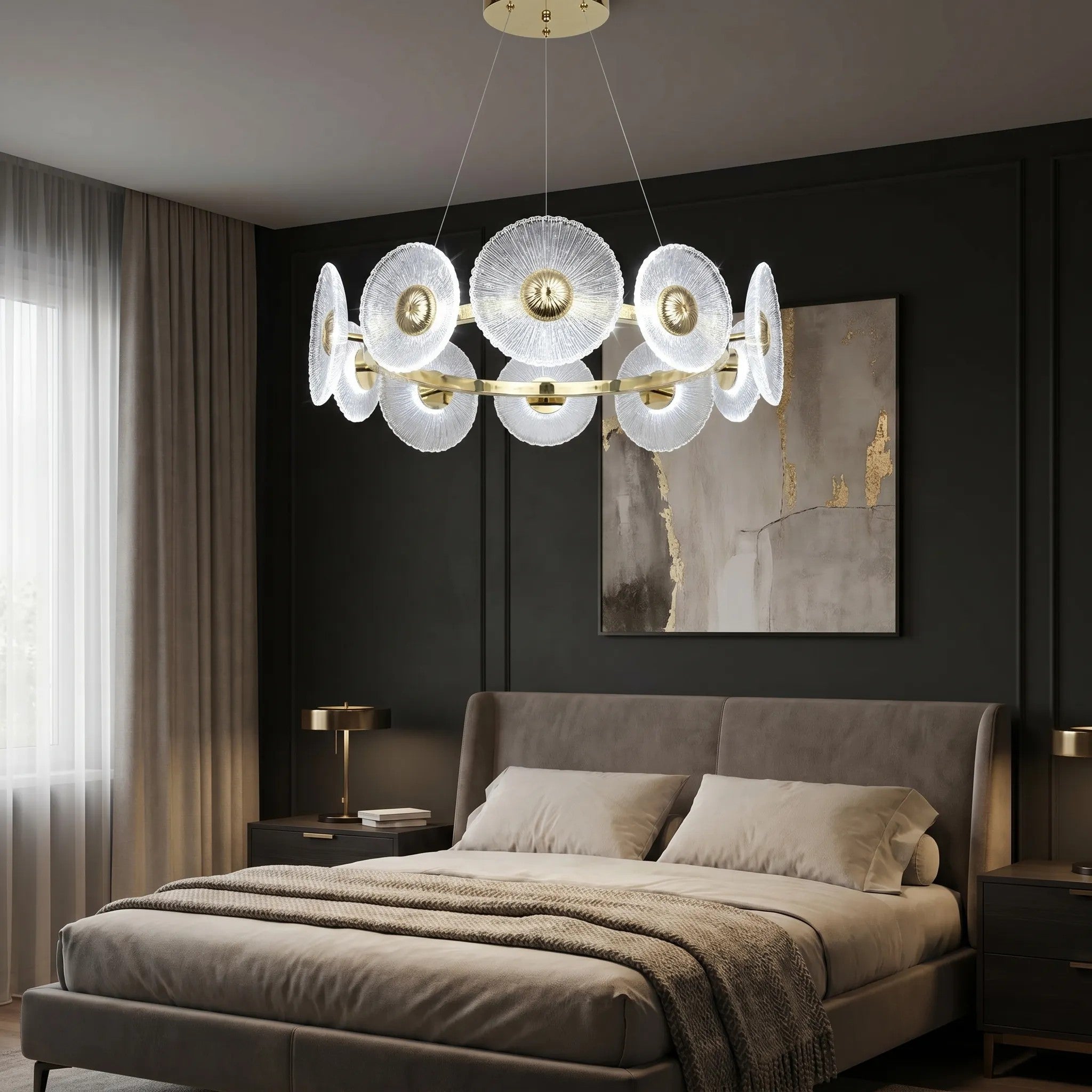 LAMPA SUFITOWA WISZĄCA SWE071-CP 60cm ZŁOTA 5