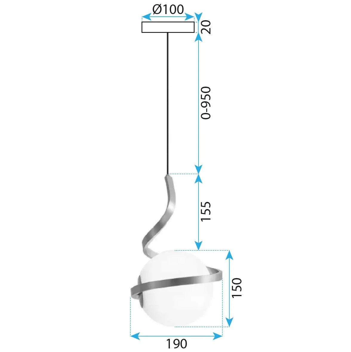 LAMPA WISZĄCA SZKLANA KULA SPIRALA APP1733-1CP ZŁOTA 5