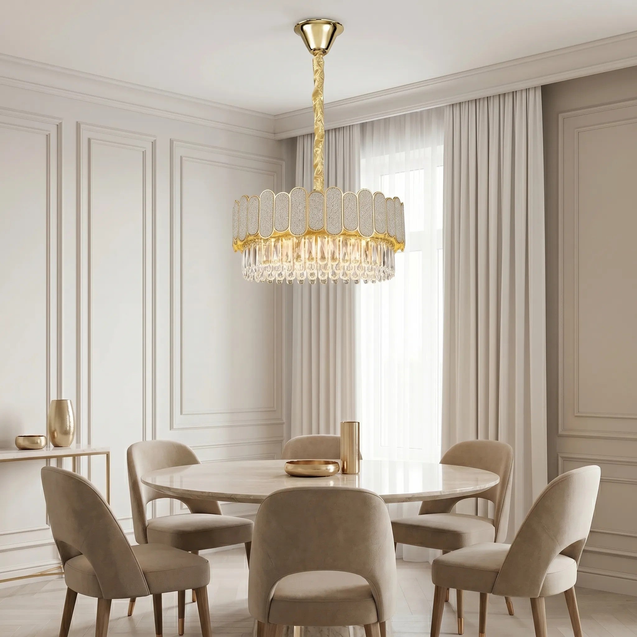 Lampa Wisząca Z Kryształami SWE107-CP 50cm Złota 5