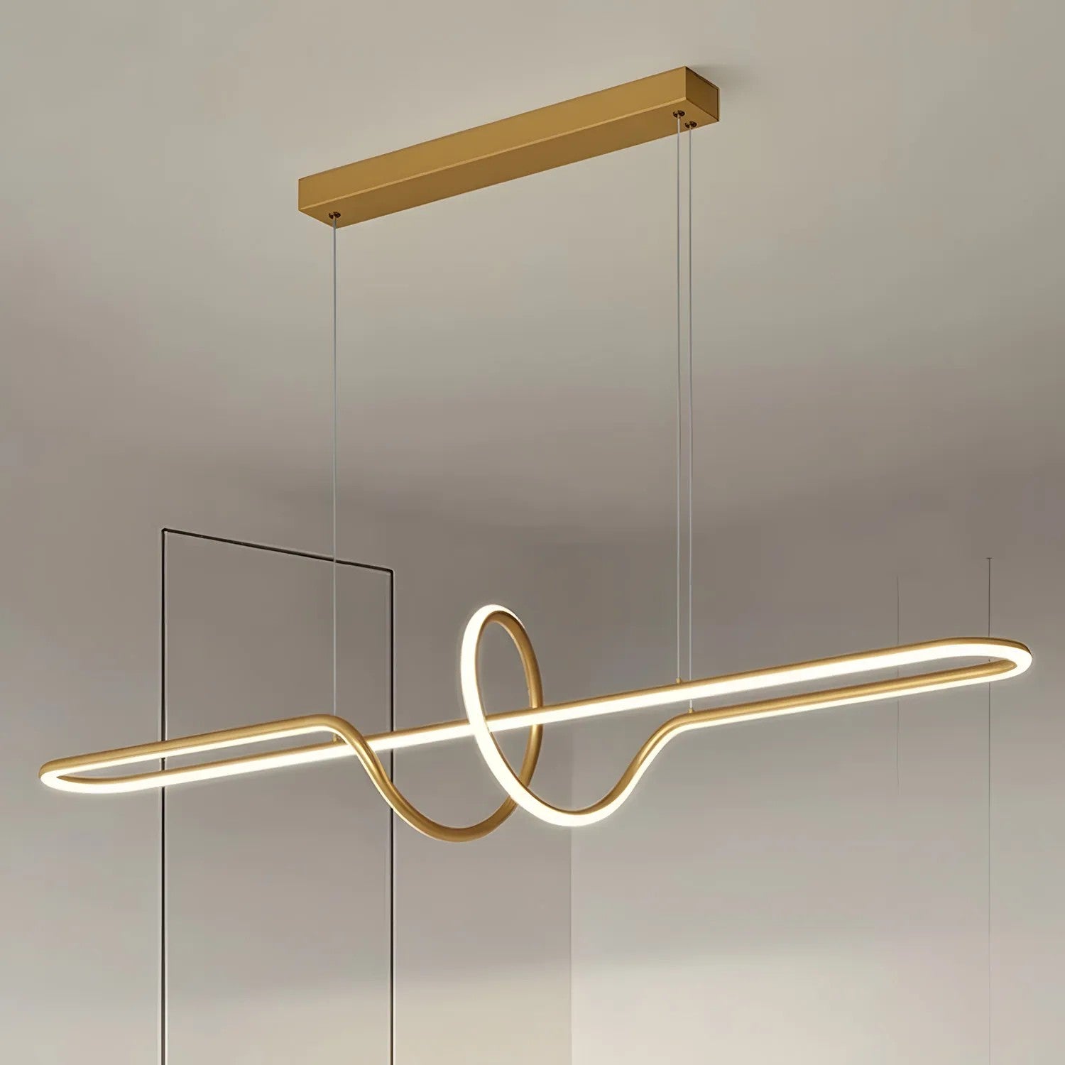 LAMPA SUFITOWA WISZĄCA LED LHJ038-CP ZŁOTA SZCZOTKOWANA 5