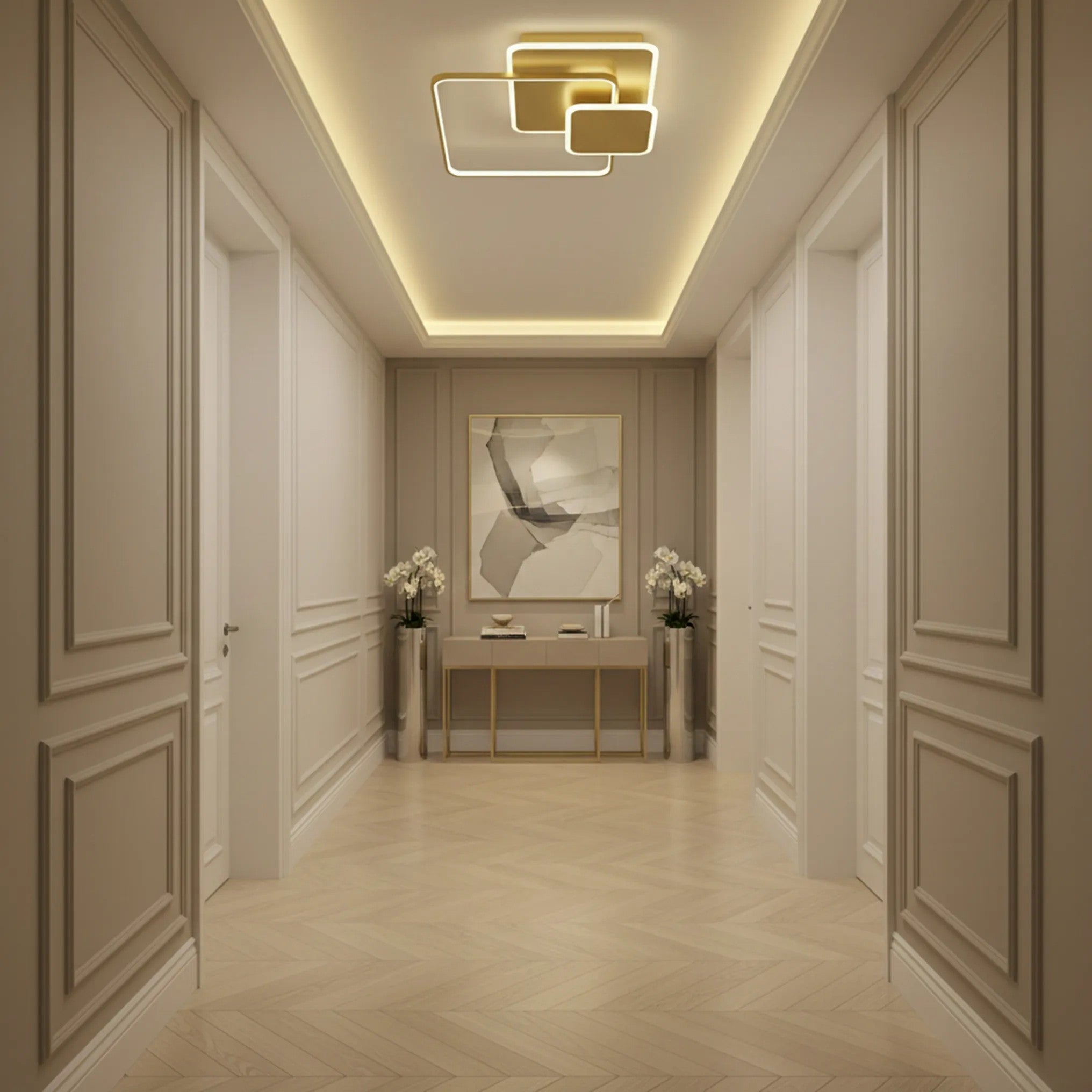 Lampa Sufitowa APP1713-C Plafon LED ZŁOTA + Pilot 5