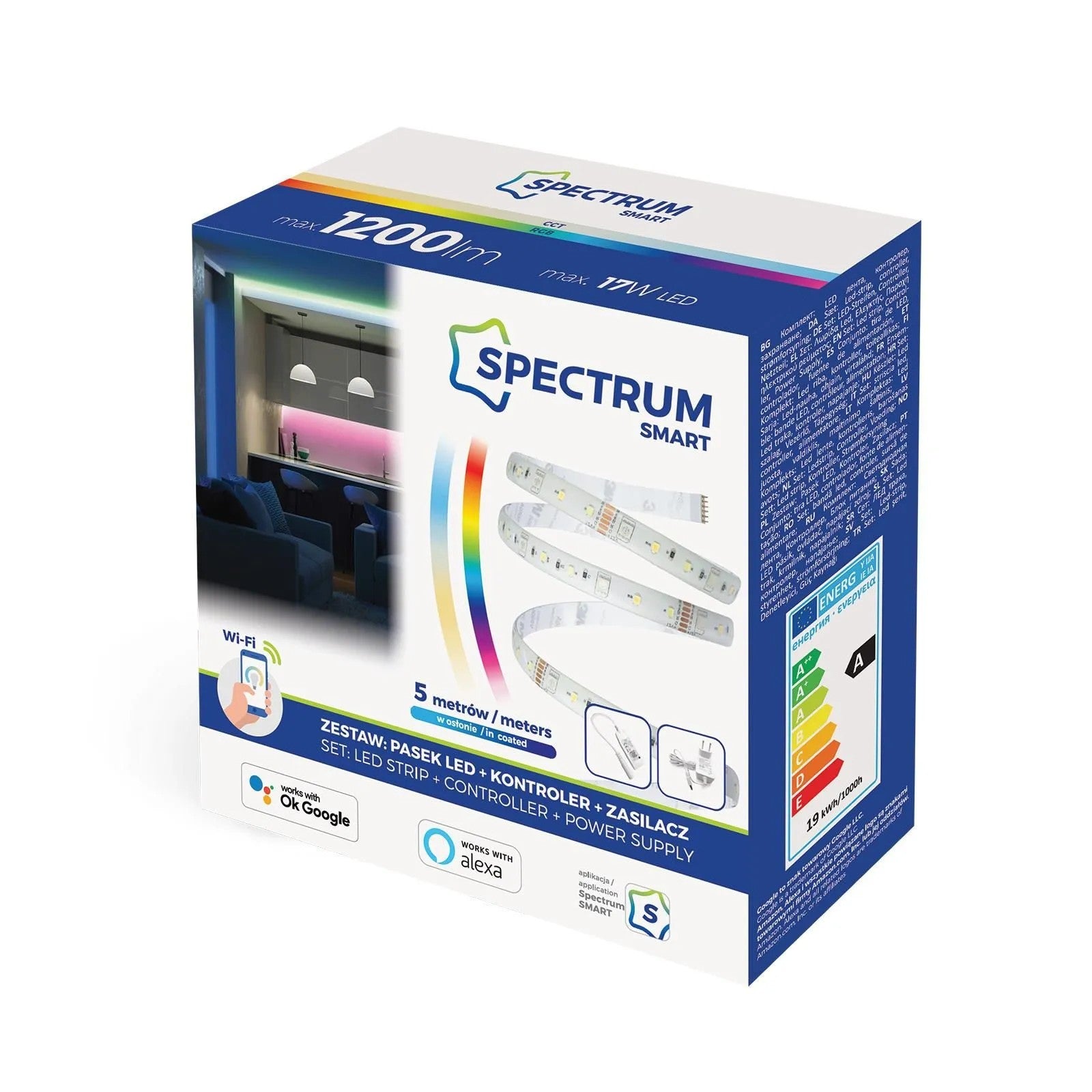 Pasek SMART LED 17W RGB WIFI 5M 5
