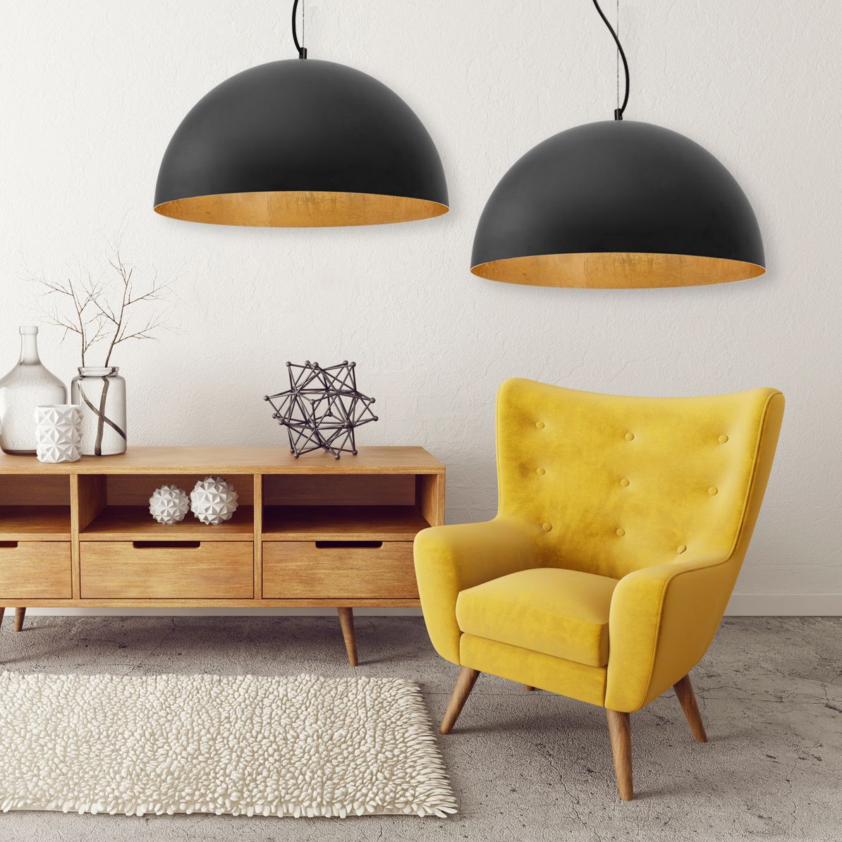 Lampa Sufitowa Wisząca Misa Metalowa 50cm APP379-1CP Czarna