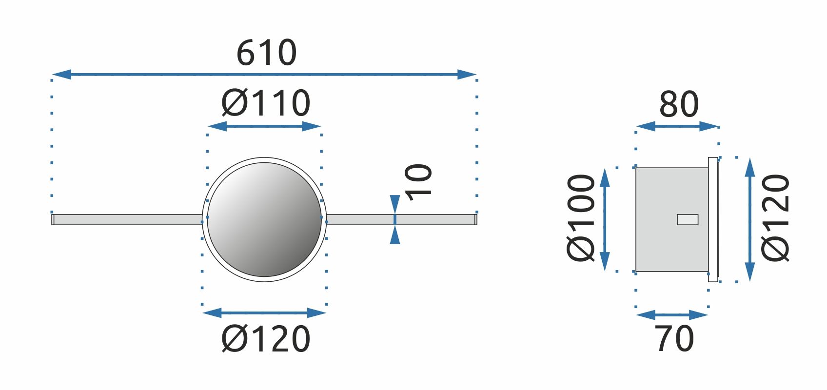 Kinkiet łazienkowy LED Round Gold 60cm APP843-1W