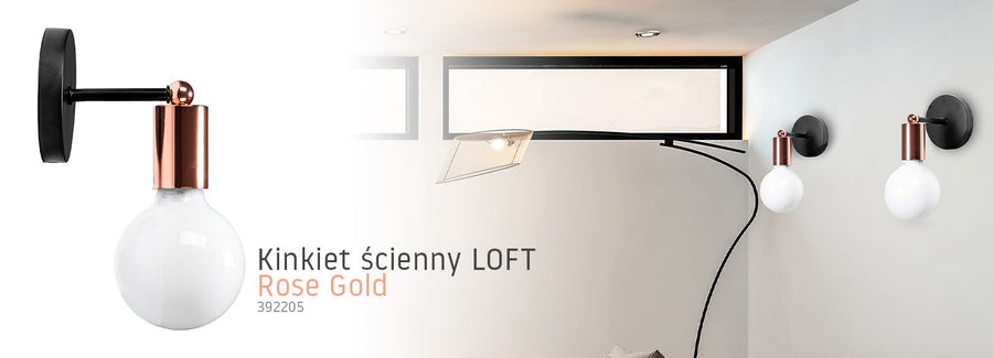 Lampa Kinkiet Ścienny Metalowy  392205 Różowe Złoto