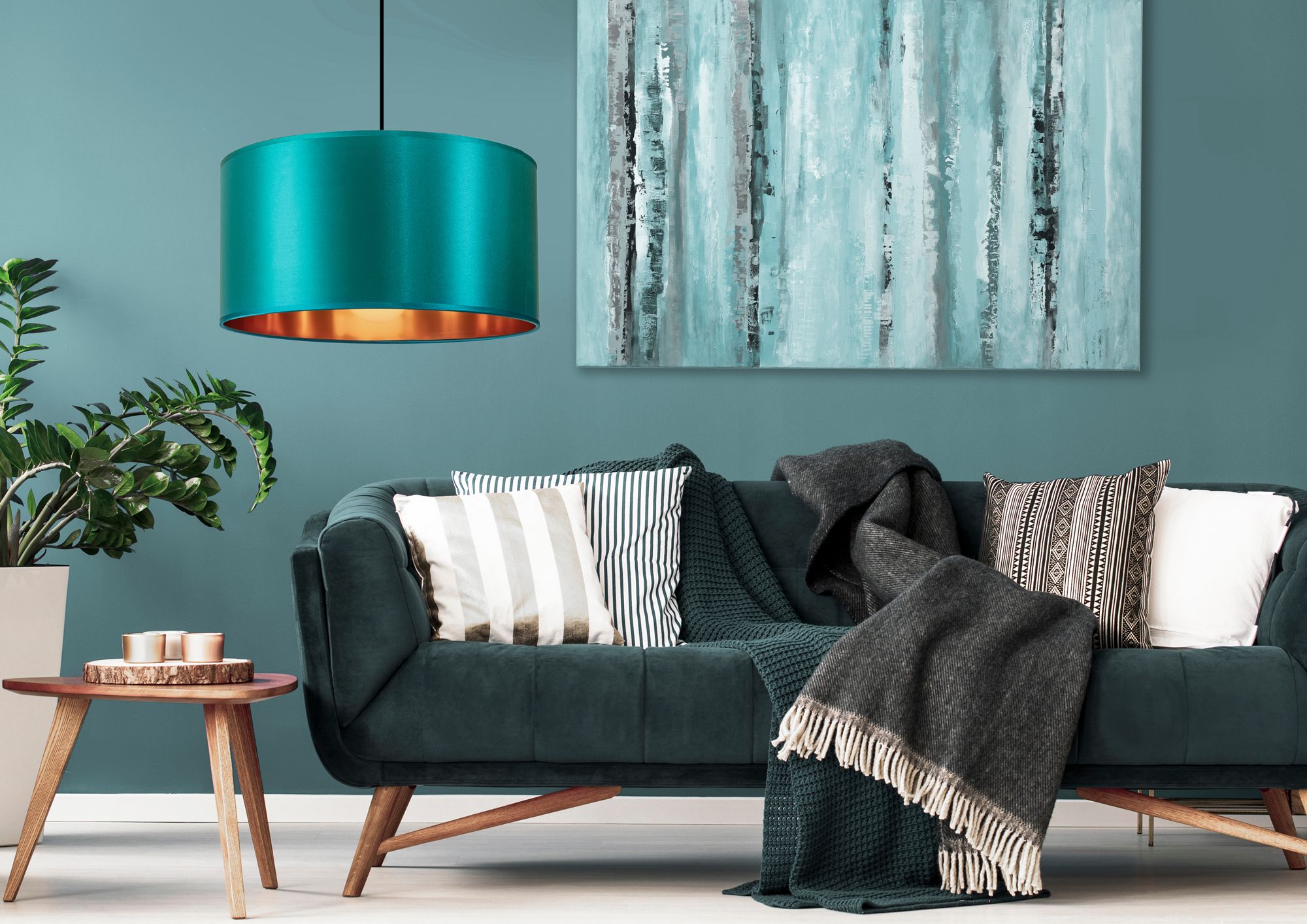 Lampa Wisząca  44cm APP955-1CP Niebieska