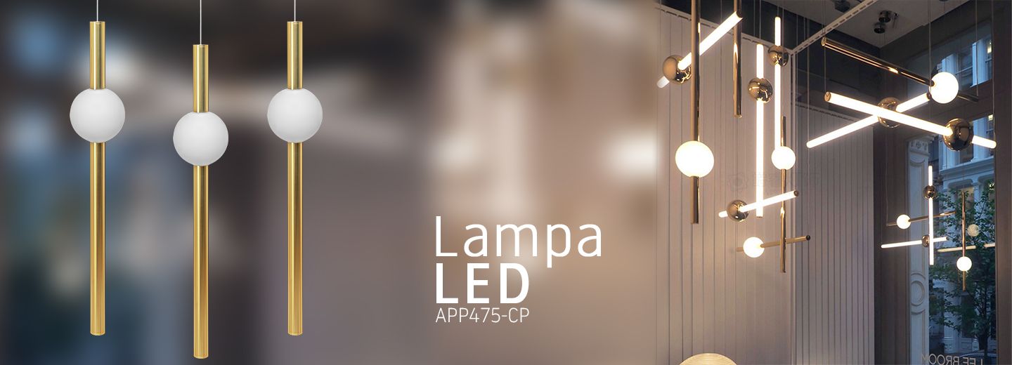 Lampa Sufitowa Wisząca Długa LED  APP475-CP Złota