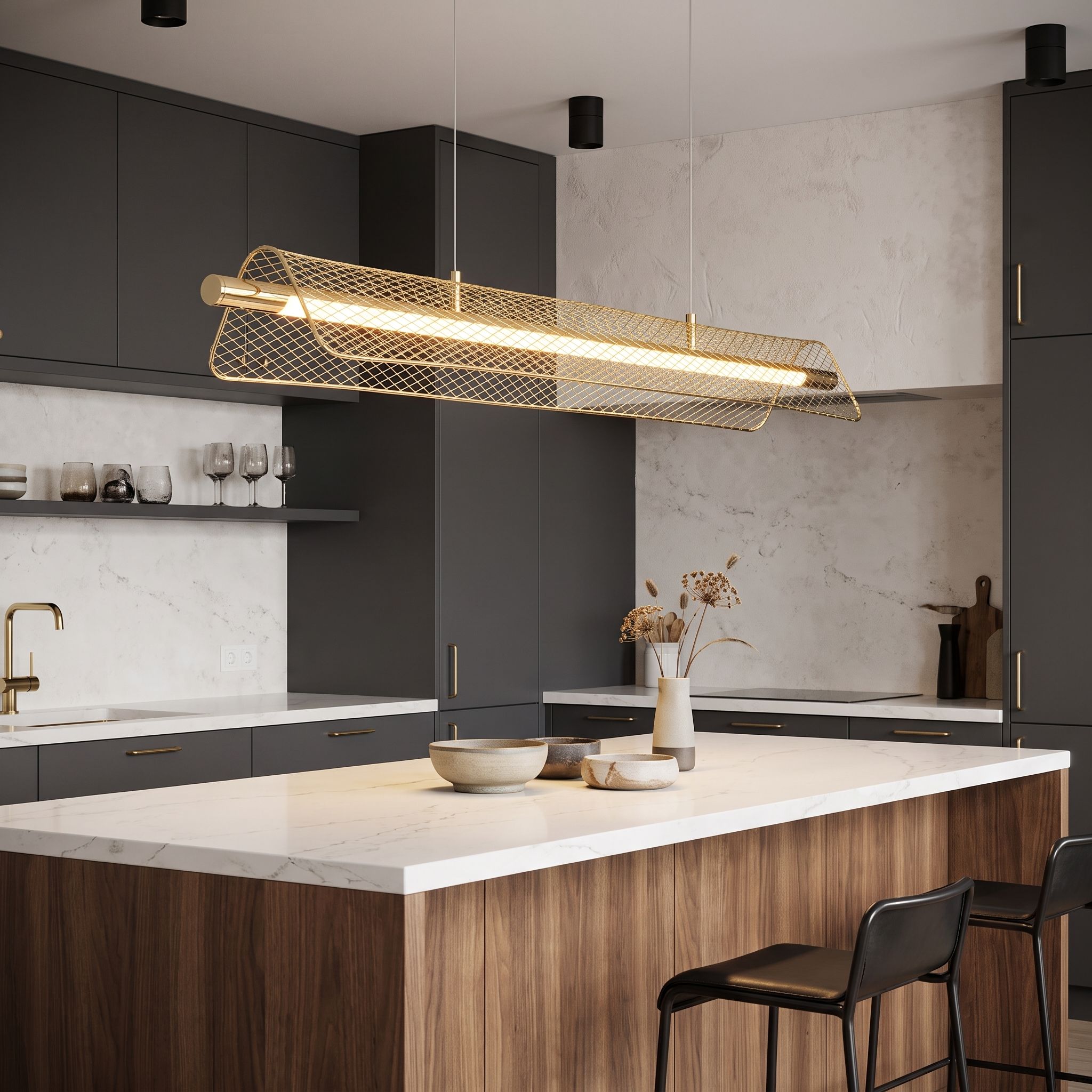 Lampa Sufitowa Wisząca LED APP1943-CP Złota 2