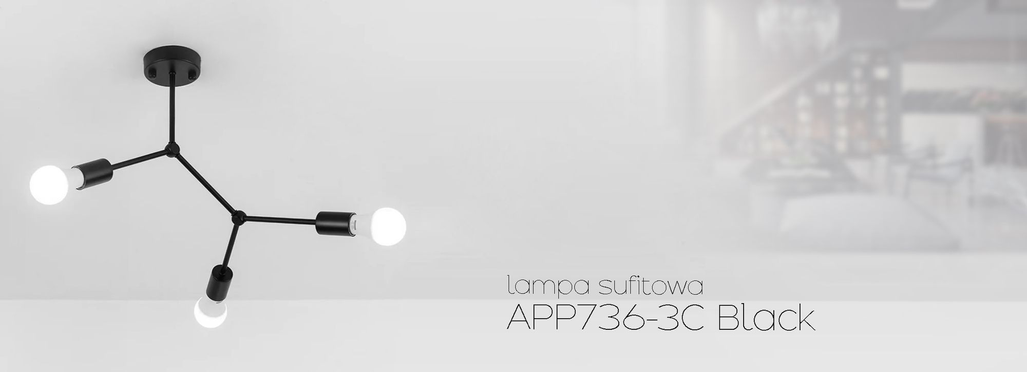 Lampa Sufitowa Klasyczna Metal Loft App736-3c Czarna