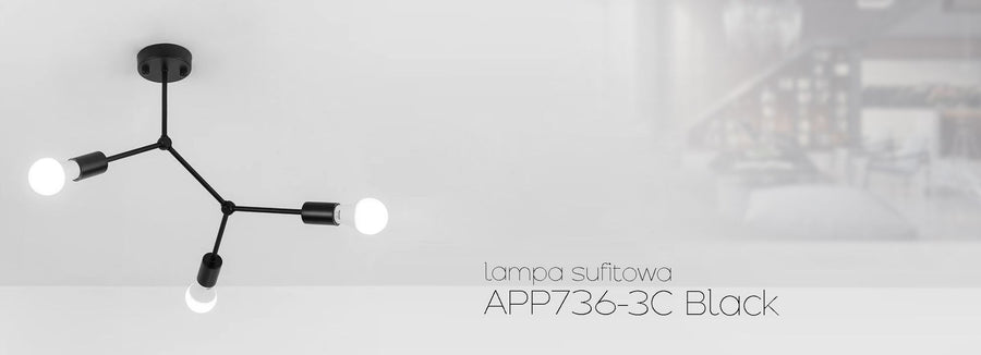 LAMPA SUFITOWA KLASYCZNA METAL LOFT APP736-3C Czarna