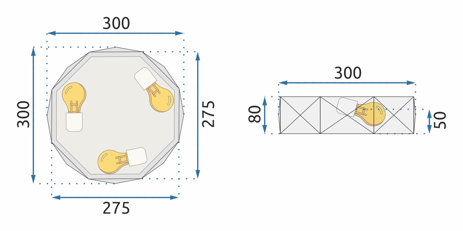 Lampa Plafon Diamond APP861-C 30 cm Czarna