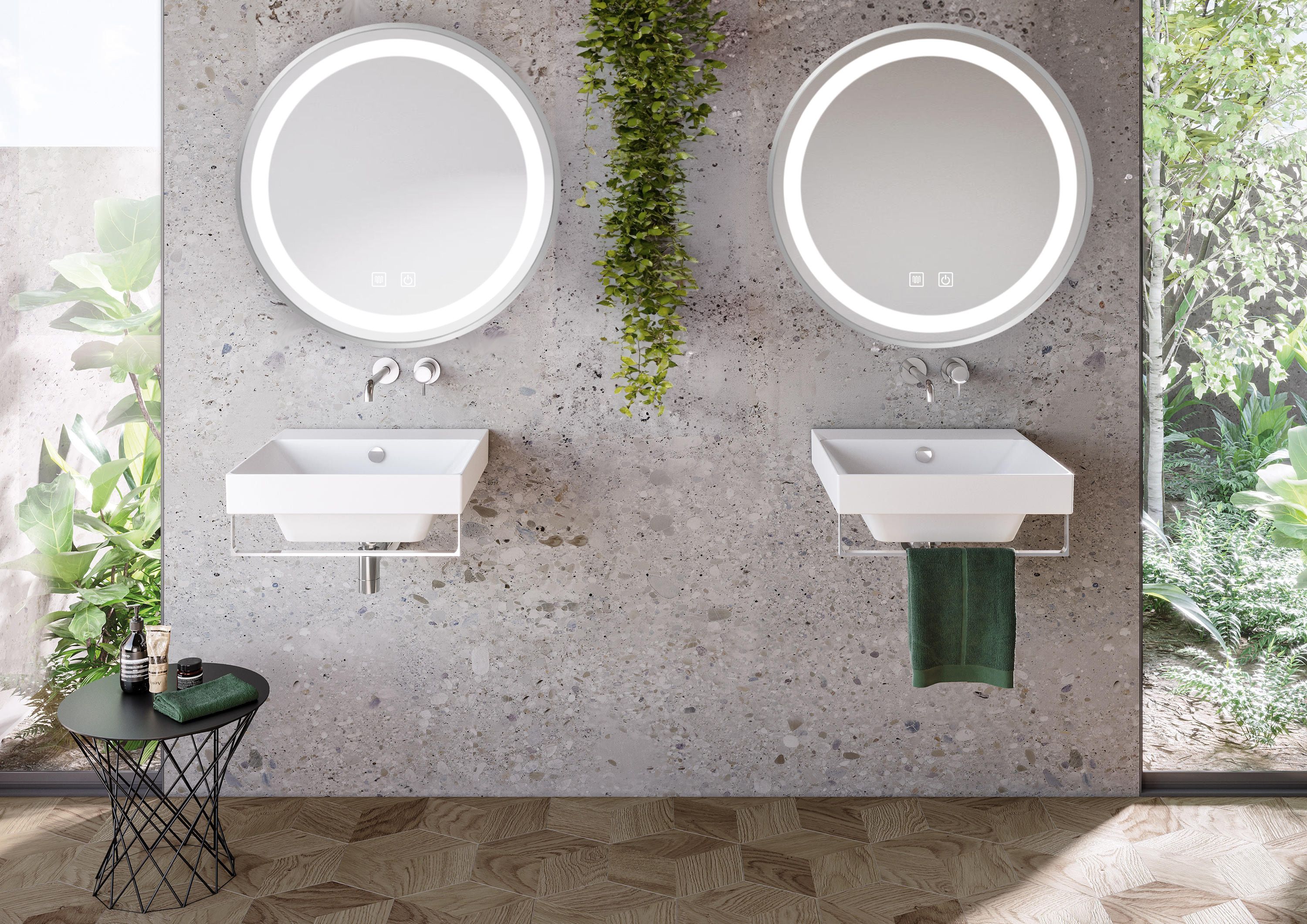 Lustro Ścienne Led 60cm Mmj Stal Szczotkowana 8