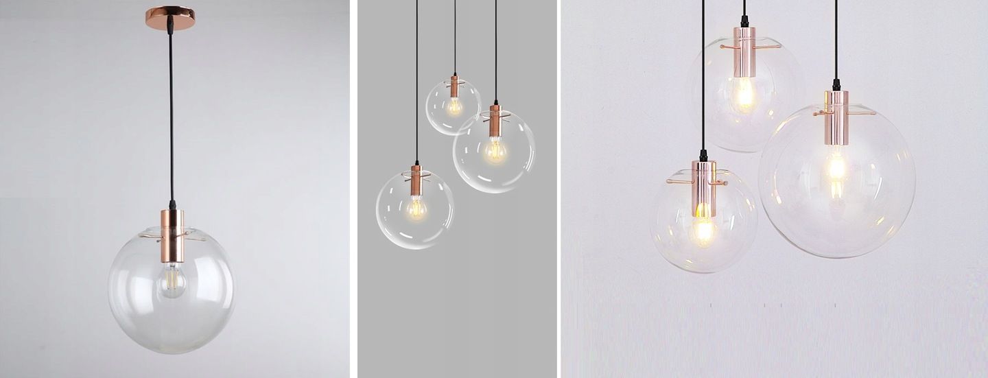 Lampa sufitowa wisząca szklana Lassi 15 cm Różowe Złoto