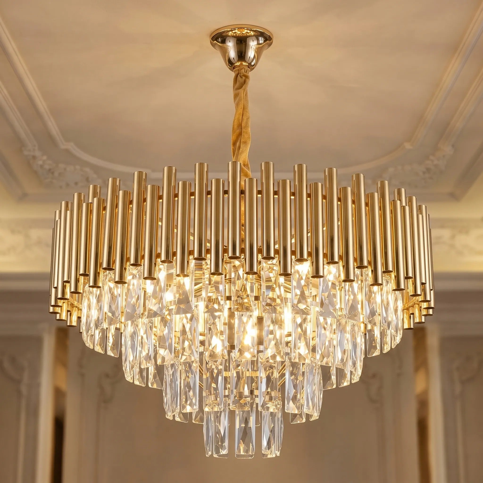 Lampa Wisząca Z Kryształami SWE103-CP Złota 6