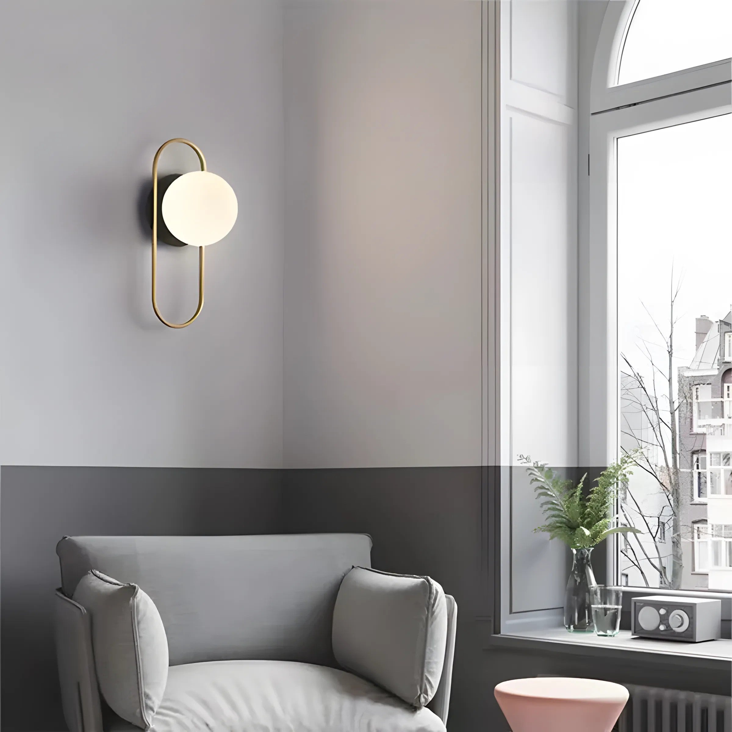 LAMPA ŚCIENNA KINKIET APP1756-1W BRUSH GOLD WHITE 6