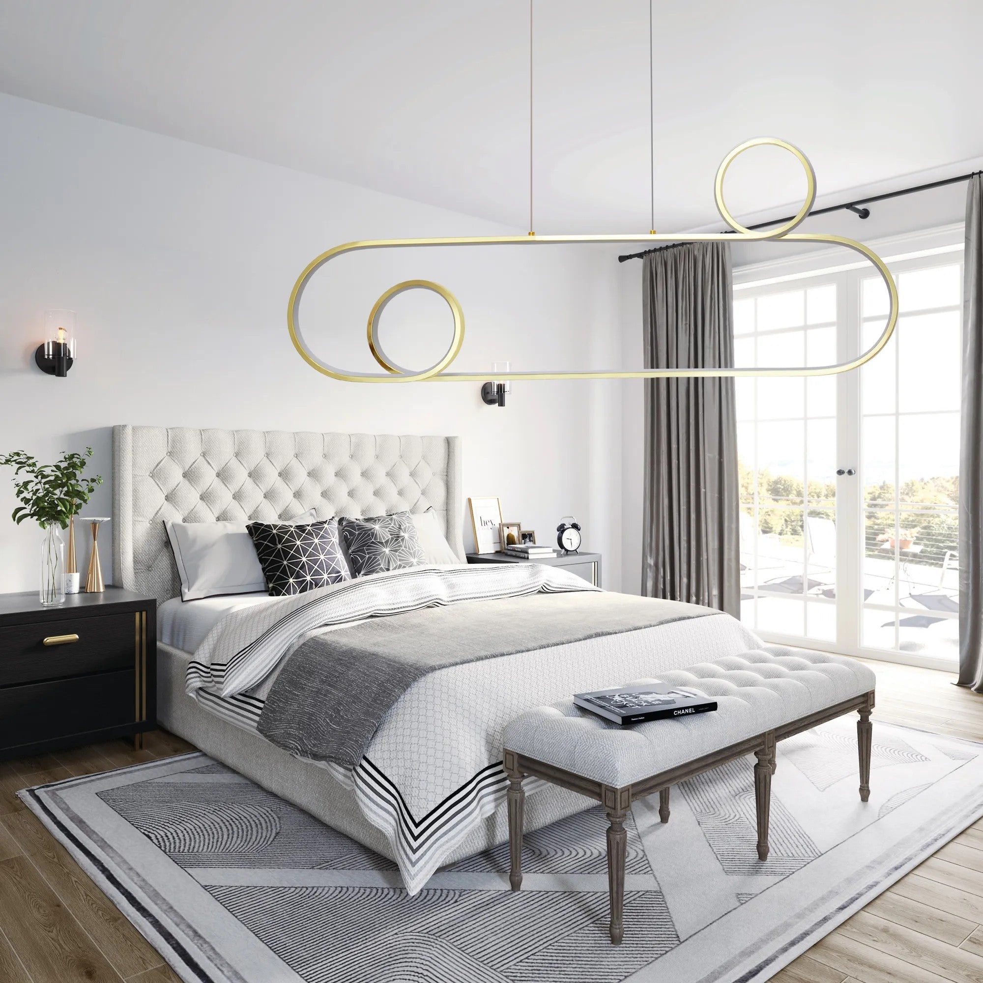 Lampa Sufitowa Wisząca LED APP809-CP Złota + Pilot 6