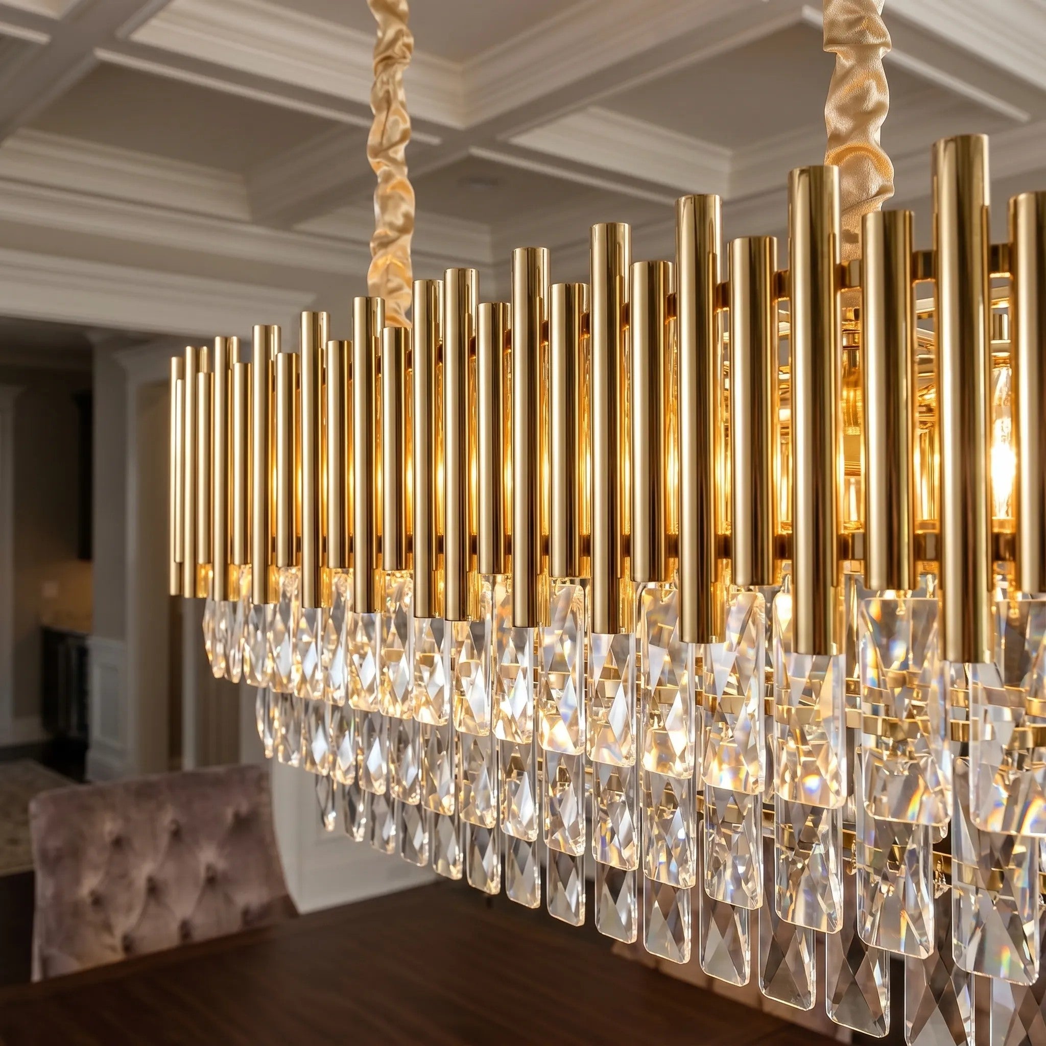 Lampa Wisząca Z Kryształami SWE105-CP Złota 6