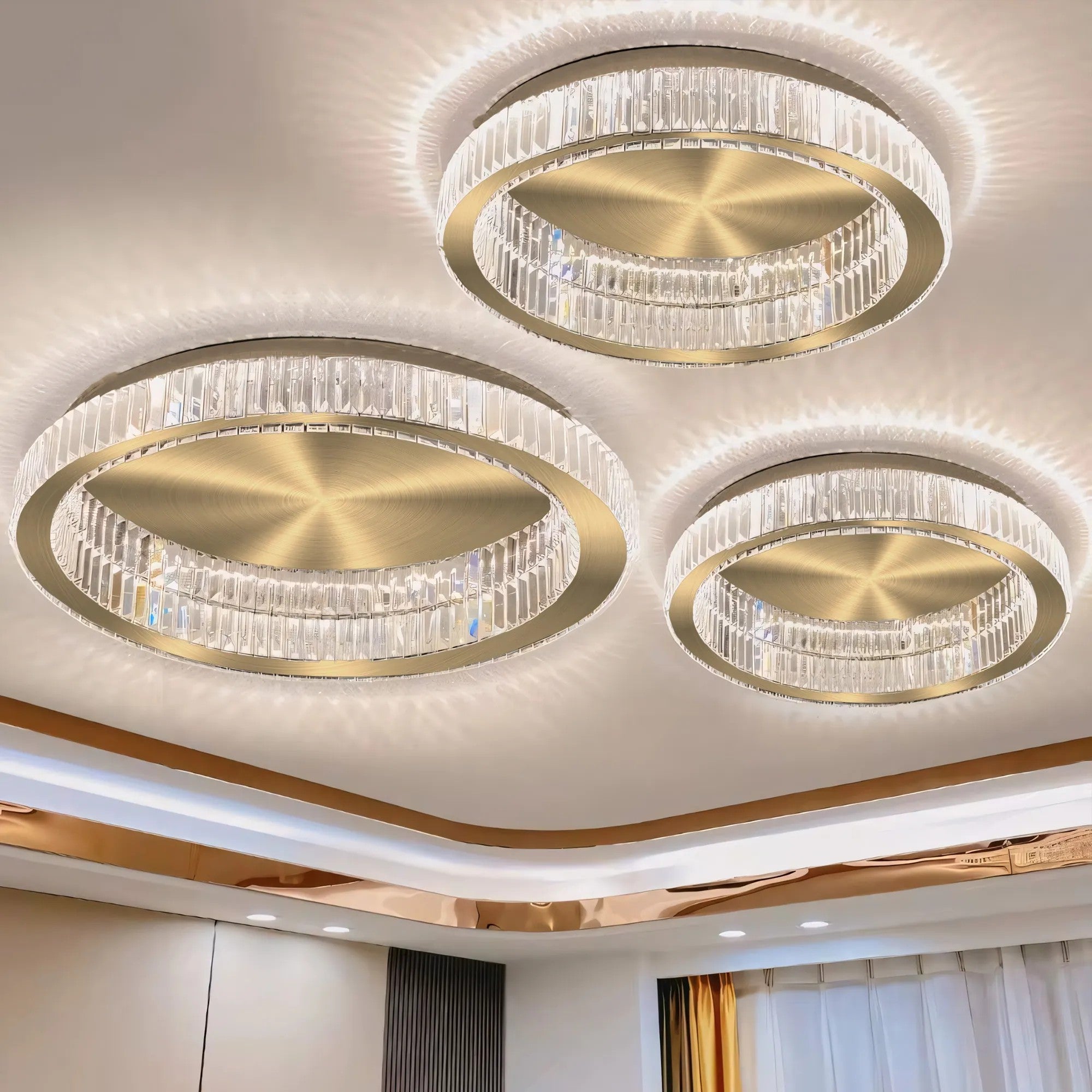LAMPA KRYSZTAŁOWA PLAFON APP1724-C 60cm ZŁOTA SZCZOTKOWANA 6