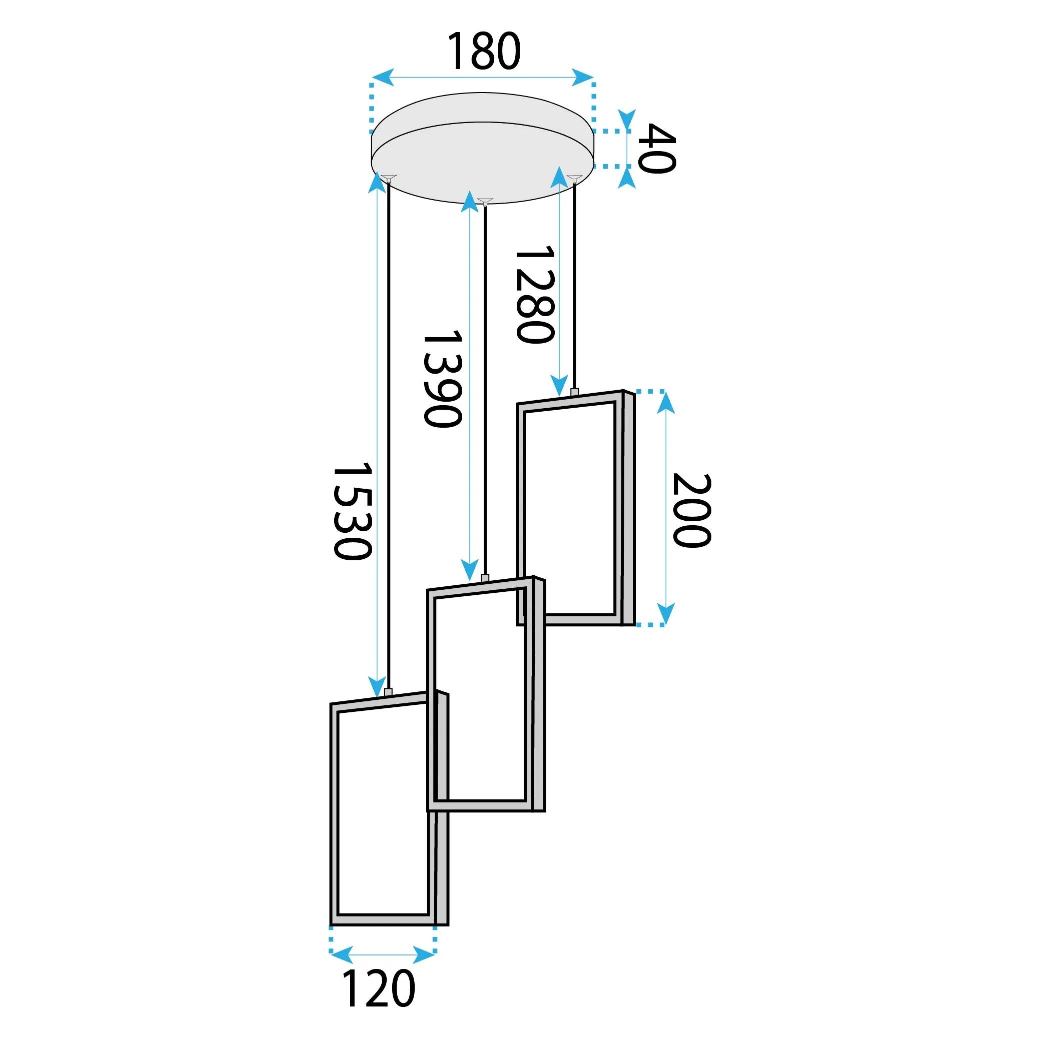 LAMPA SUFITOWA WISZĄCA LED LHJ087-3CP CZARNA 6