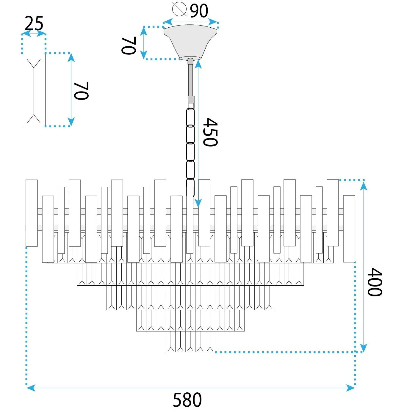 Lampa Wisząca Z Kryształami G052-CP 60CM Złota 6