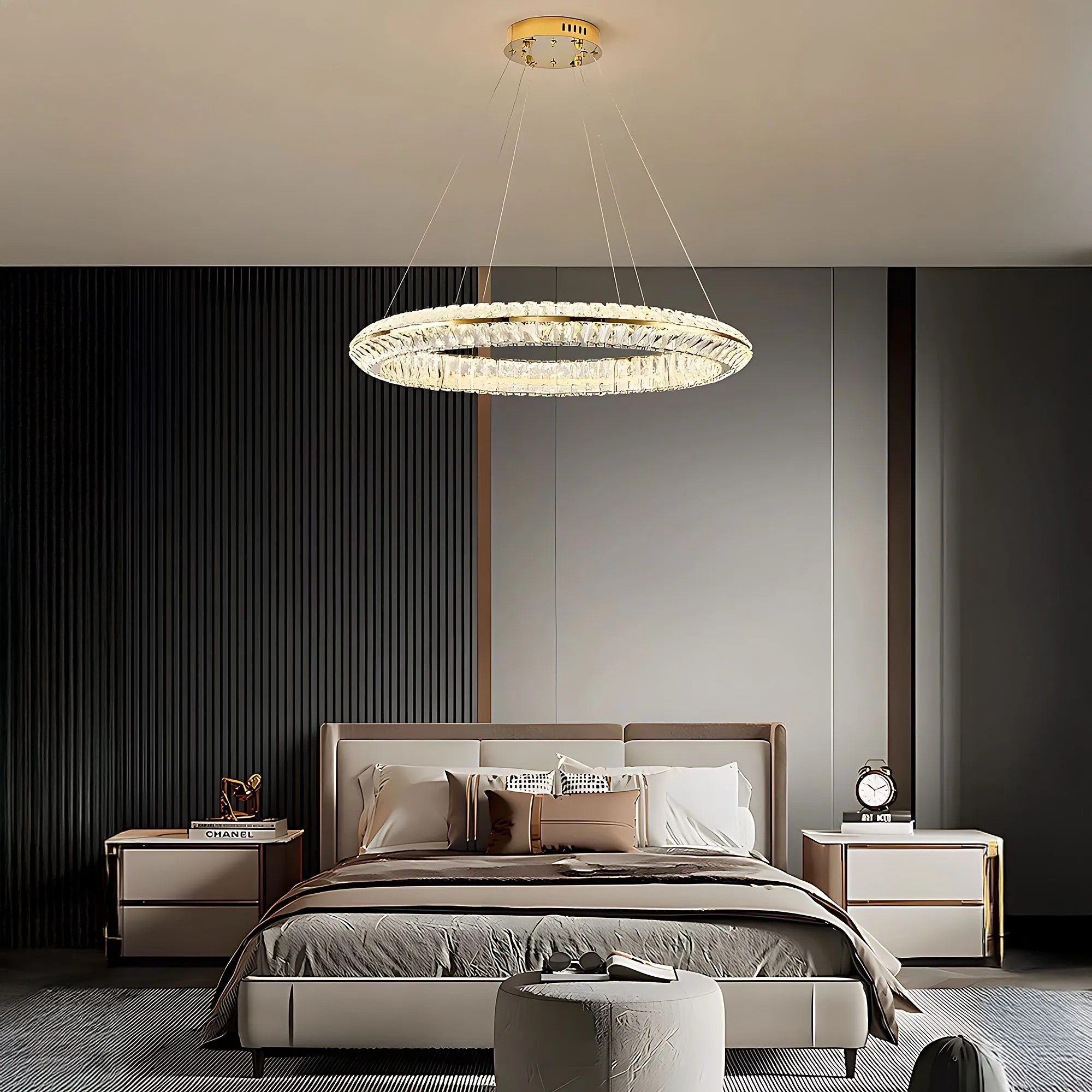 LAMPA SUFITOWA WISZĄCA LED APP1769-CP Złota 80cm 6