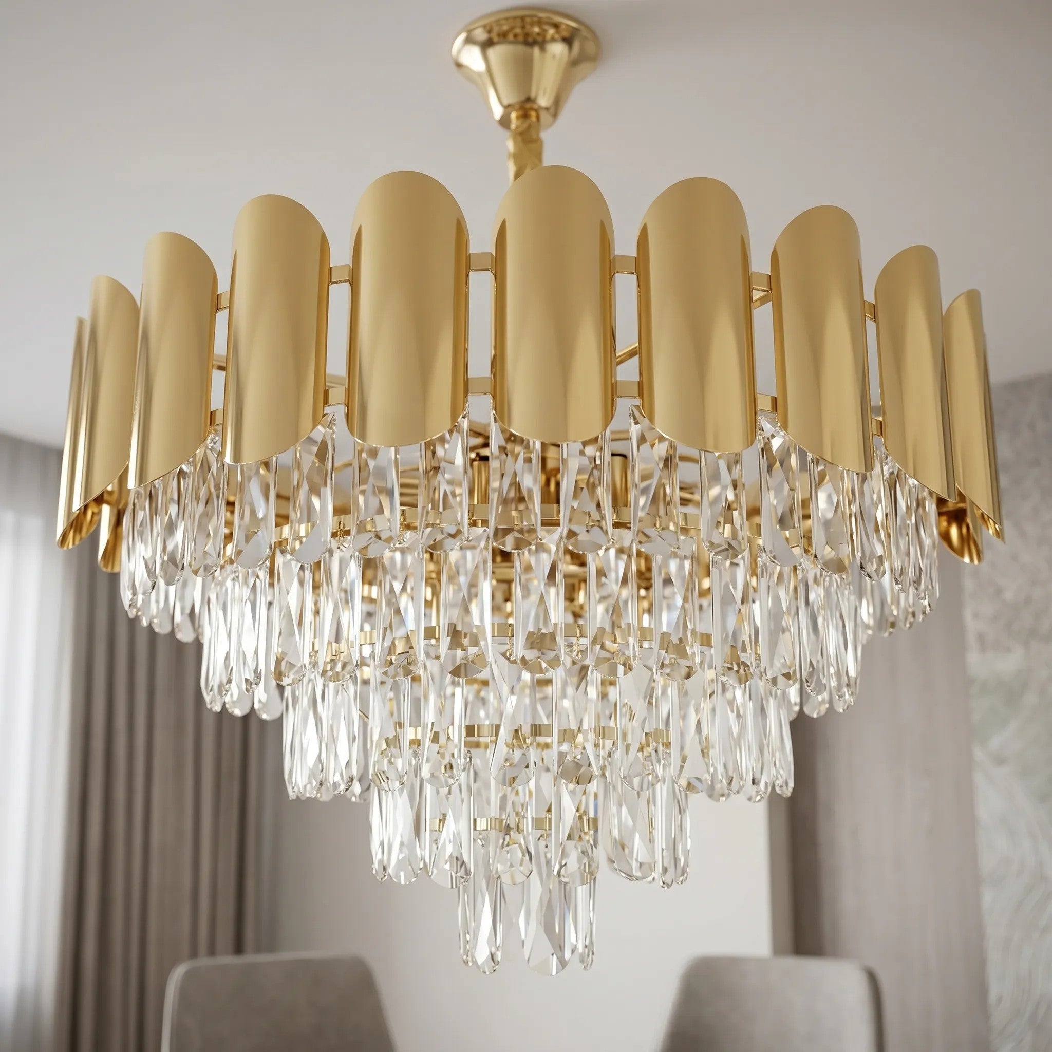 Lampa Wisząca Z Kryształami SWE100-CP 60cm Złota 6