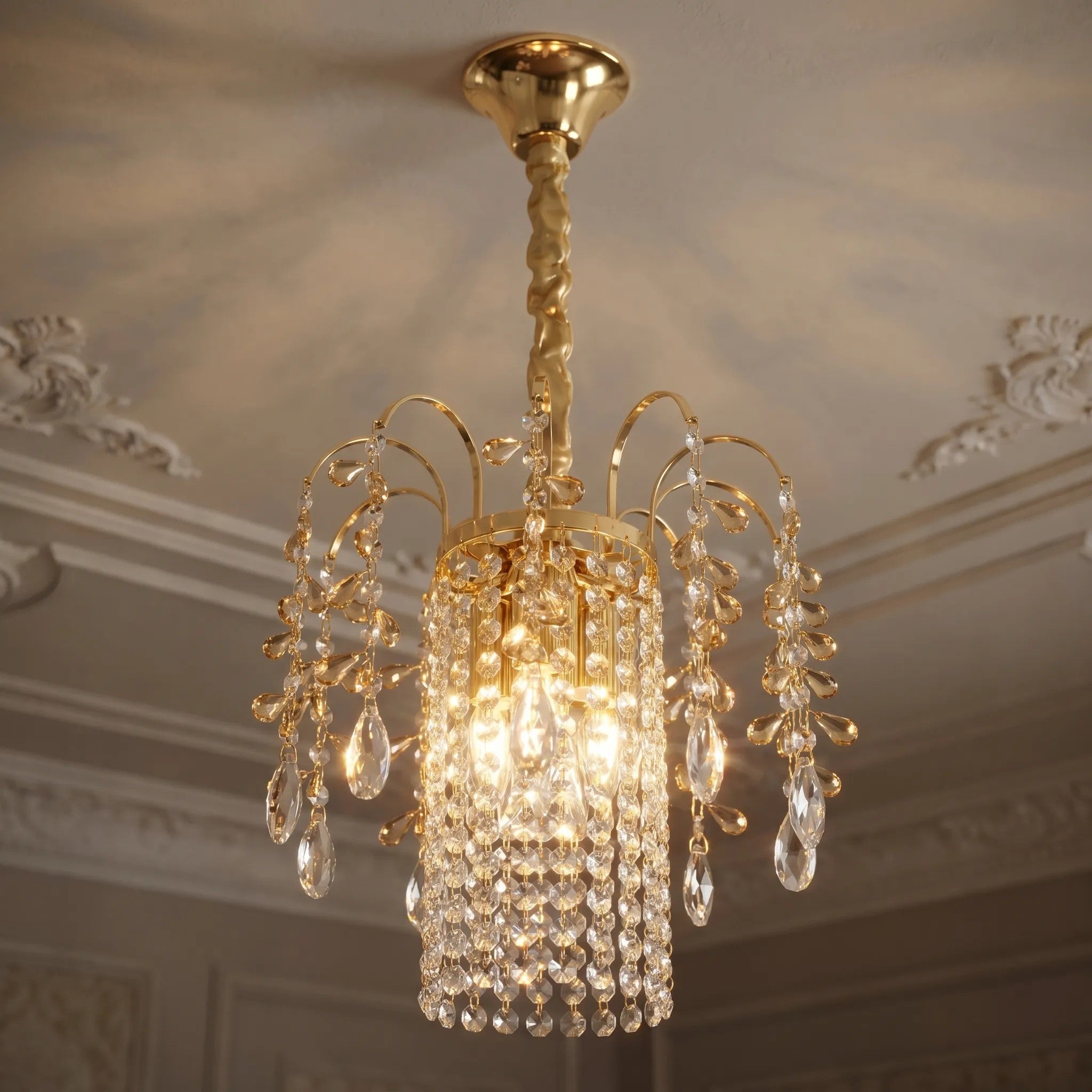 Lampa Wisząca Z Kryształami SWE090-CP 30cm Złota 6