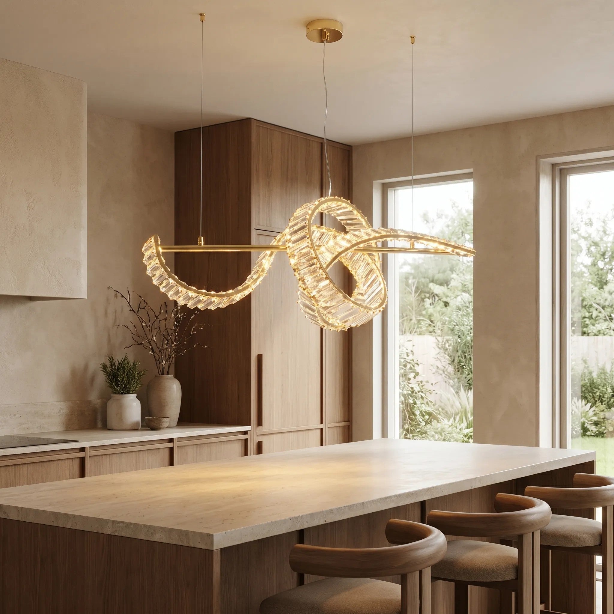LAMPA SUFITOWA WISZĄCA KRYSZTAŁOWA LED SWE082-CP ZŁOTA 6