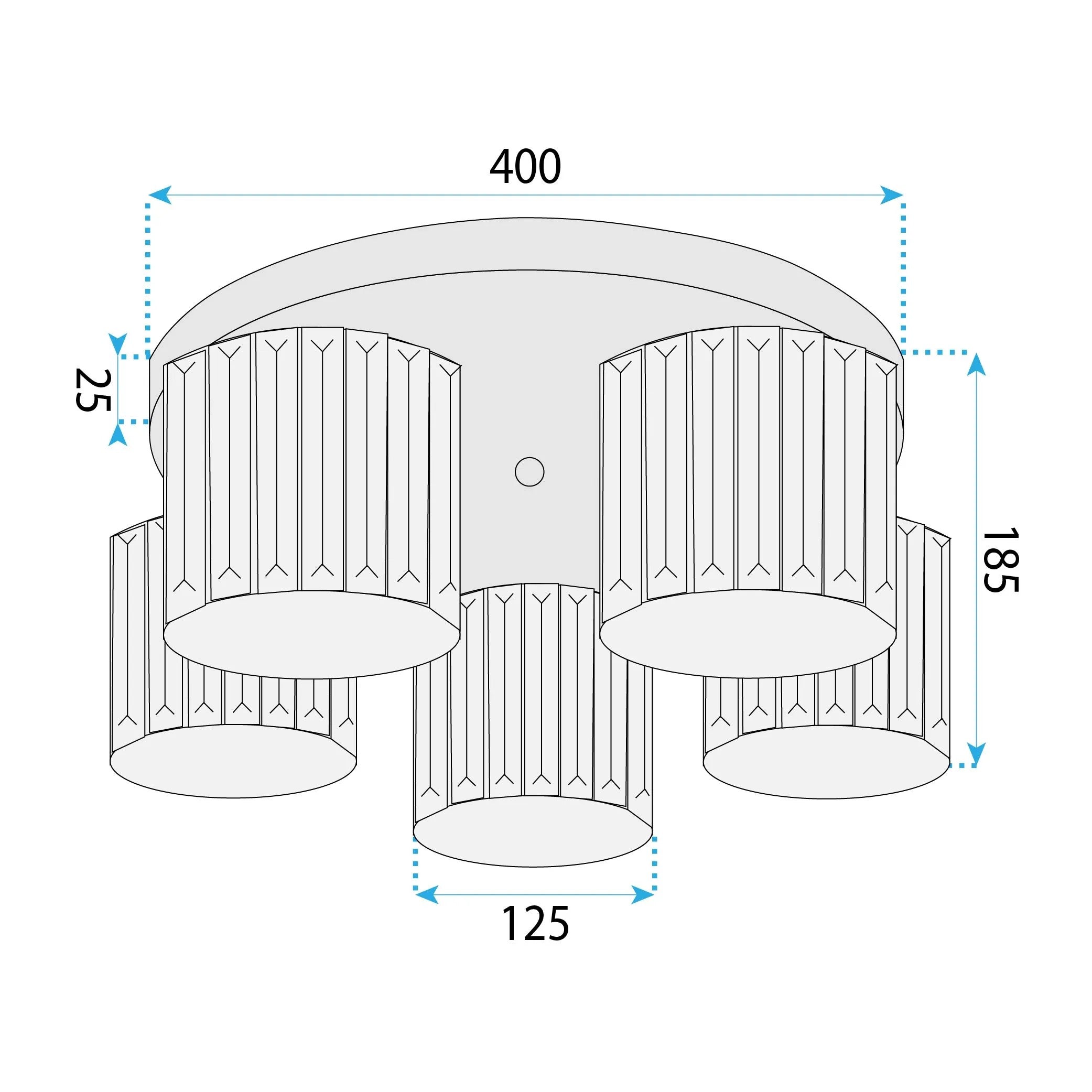 Lampa Sufitowa Kryształowa EBT023-5C CZARNA 6