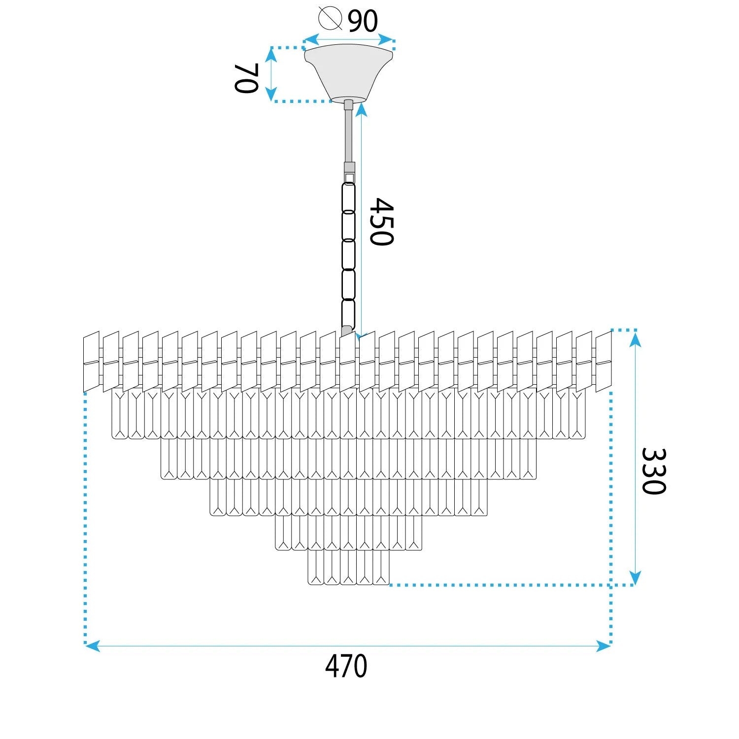 Lampa Wisząca Z Kryształami G054-CP 50cm Złota 6