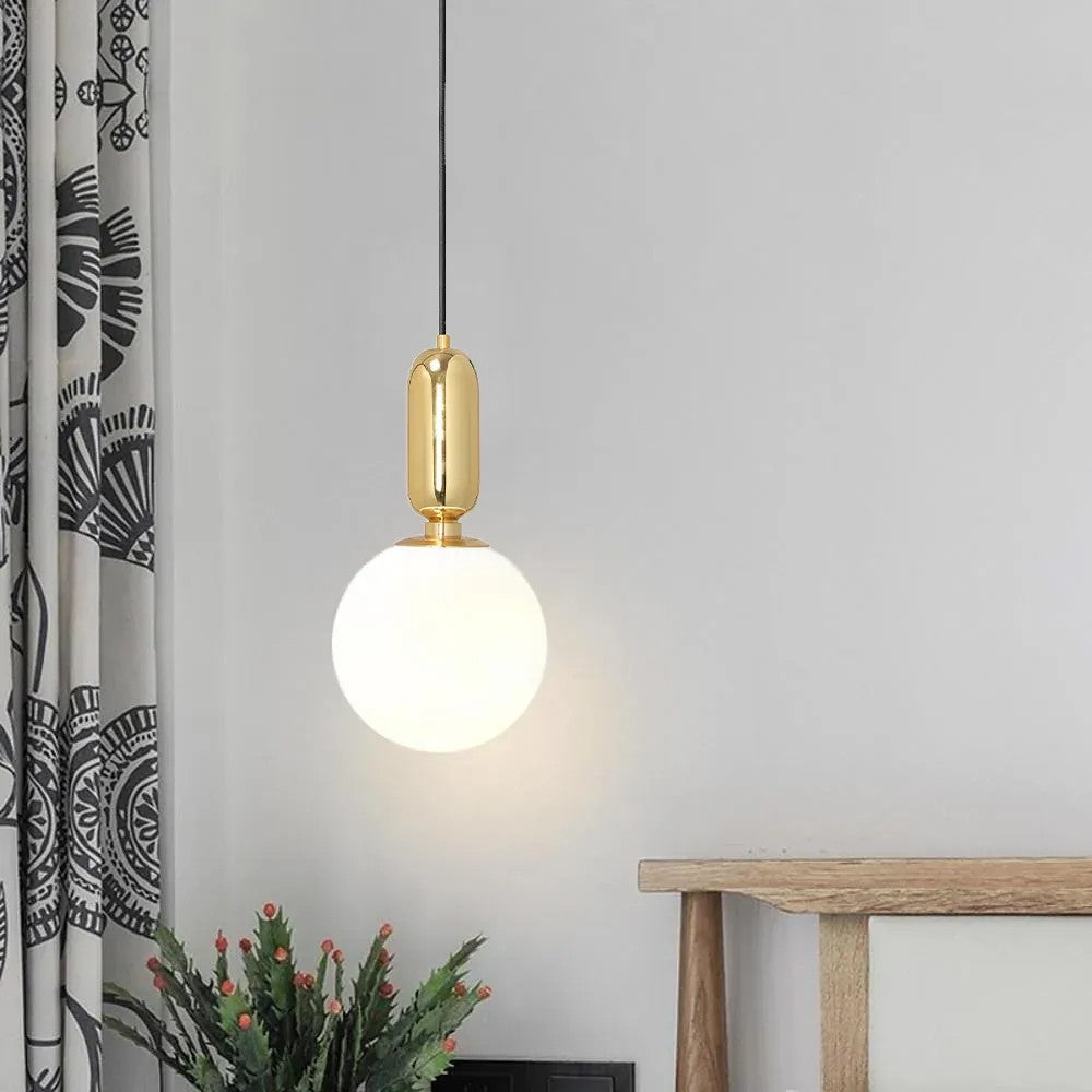 Lampa Sufitowa Wisząca Szklana Metalowa APP474-1CP Złota 6