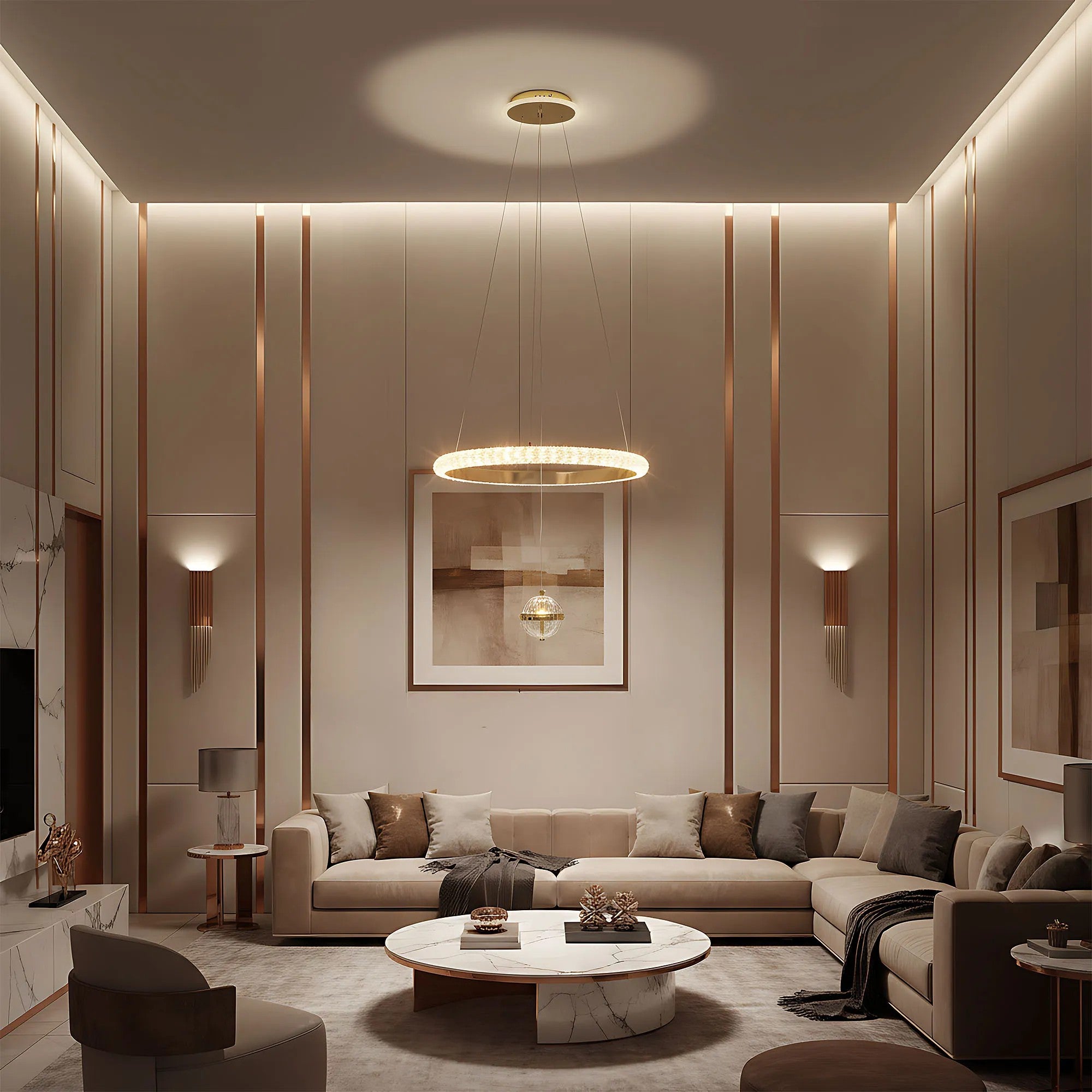 LAMPA SUFITOWA WISZĄCA G142-CP 50cm Złota 6