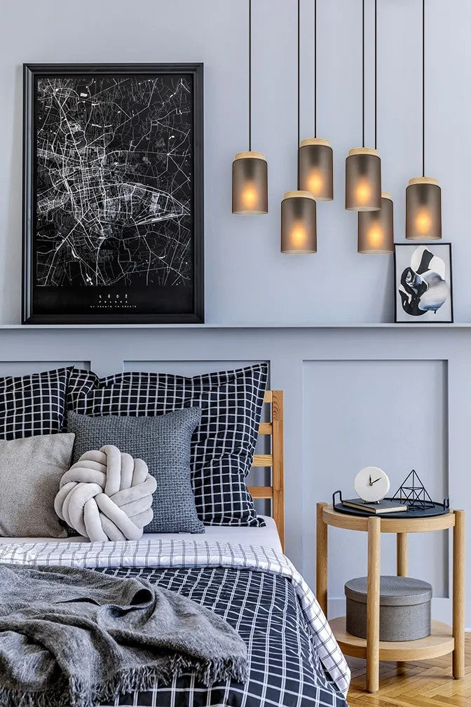 LAMPA SUFITOWA WISZĄCA APP1813-6CP Frosted Grey 6