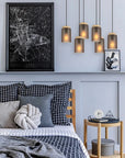 LAMPA SUFITOWA WISZĄCA APP1813-6CP Frosted Grey 6
