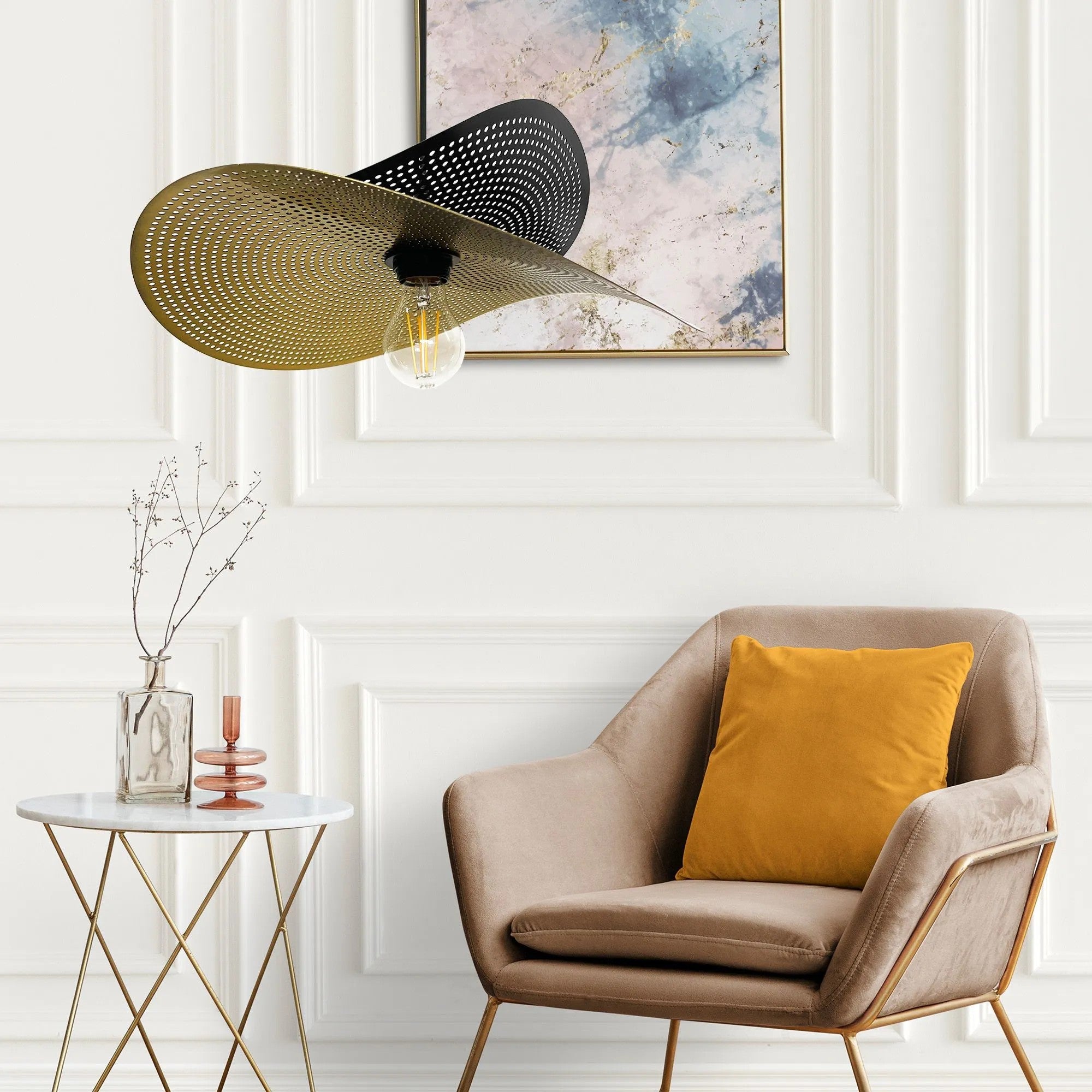 LAMPA SUFITOWA WISZĄCA APP1471-1CP Czarna/złoto 6