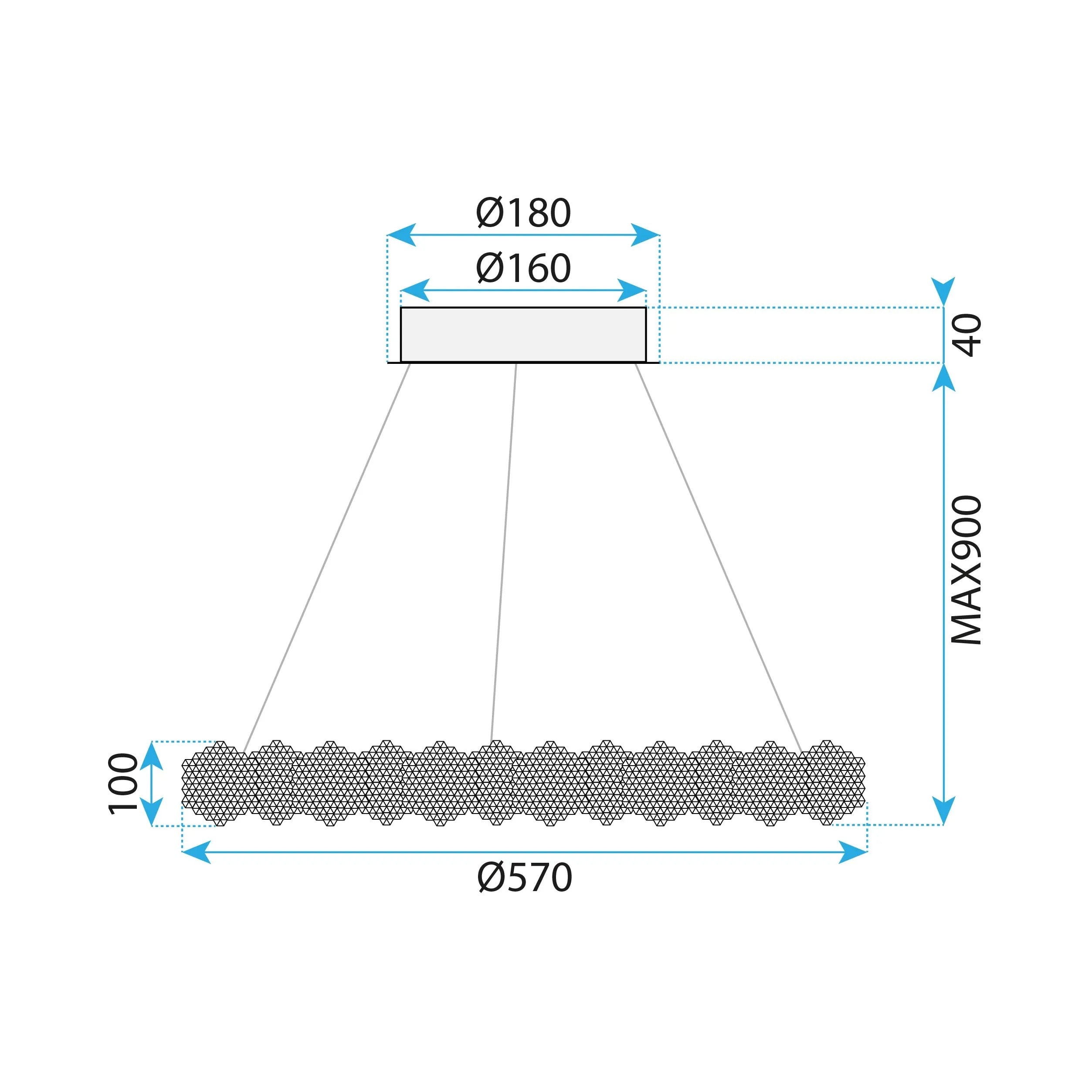 LAMPA WISZĄCA LED MS017-CP Chrom 57cm 6