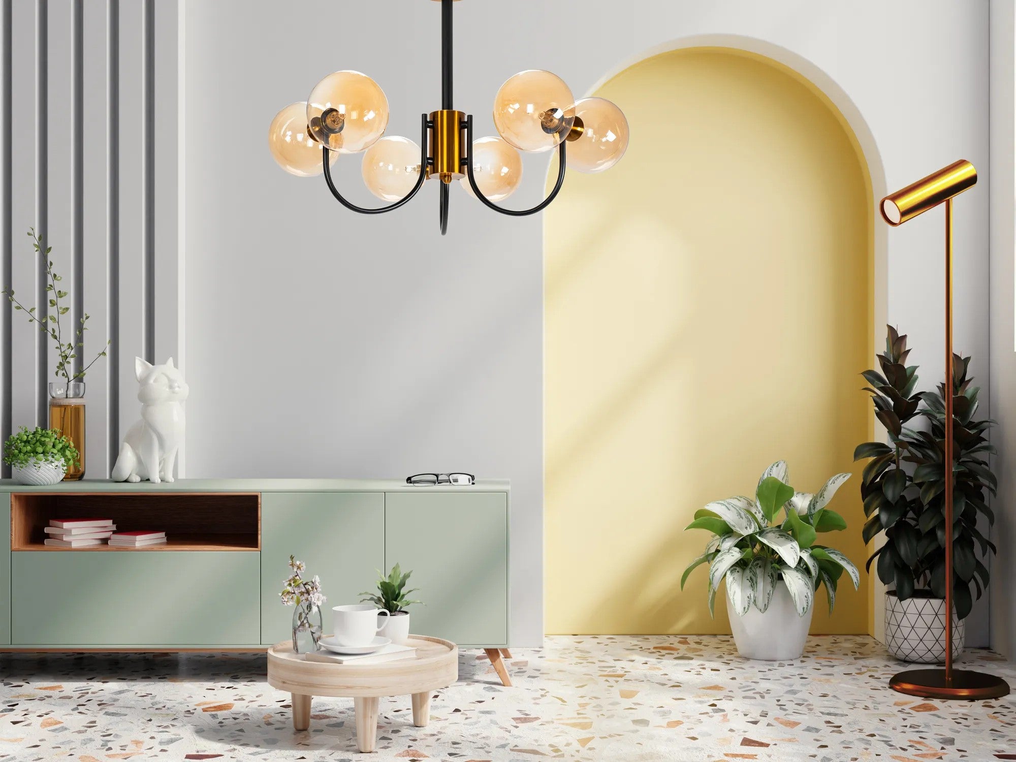Lampa Sufitowa Wisząca Szklana APP1120-6CP Złota 6