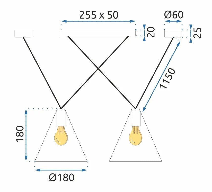 Lampa Sufitowa Wisząca W Stylu Loft APP548-2CP Czarna 6