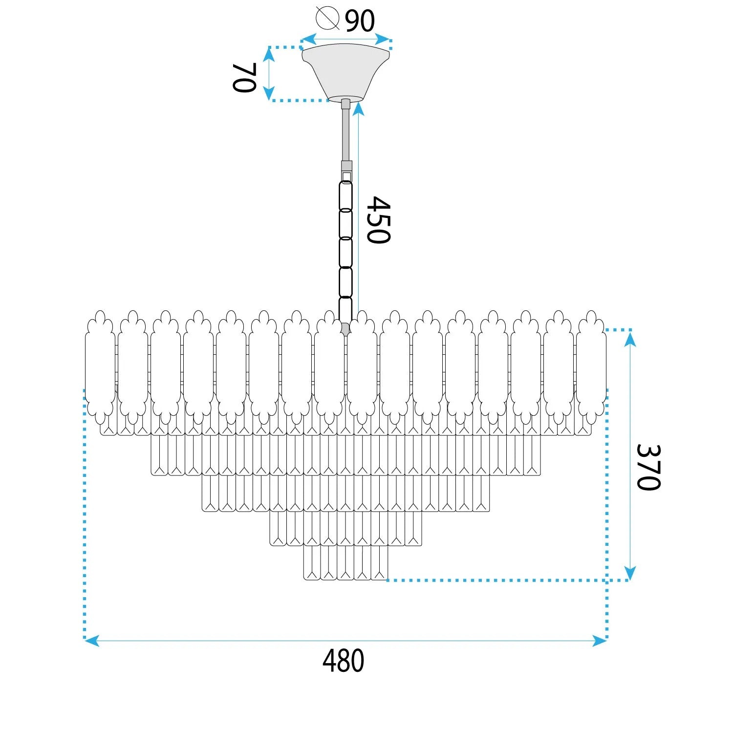 Lampa Wisząca Z Kryształami G057-CP 50cm Złota 6