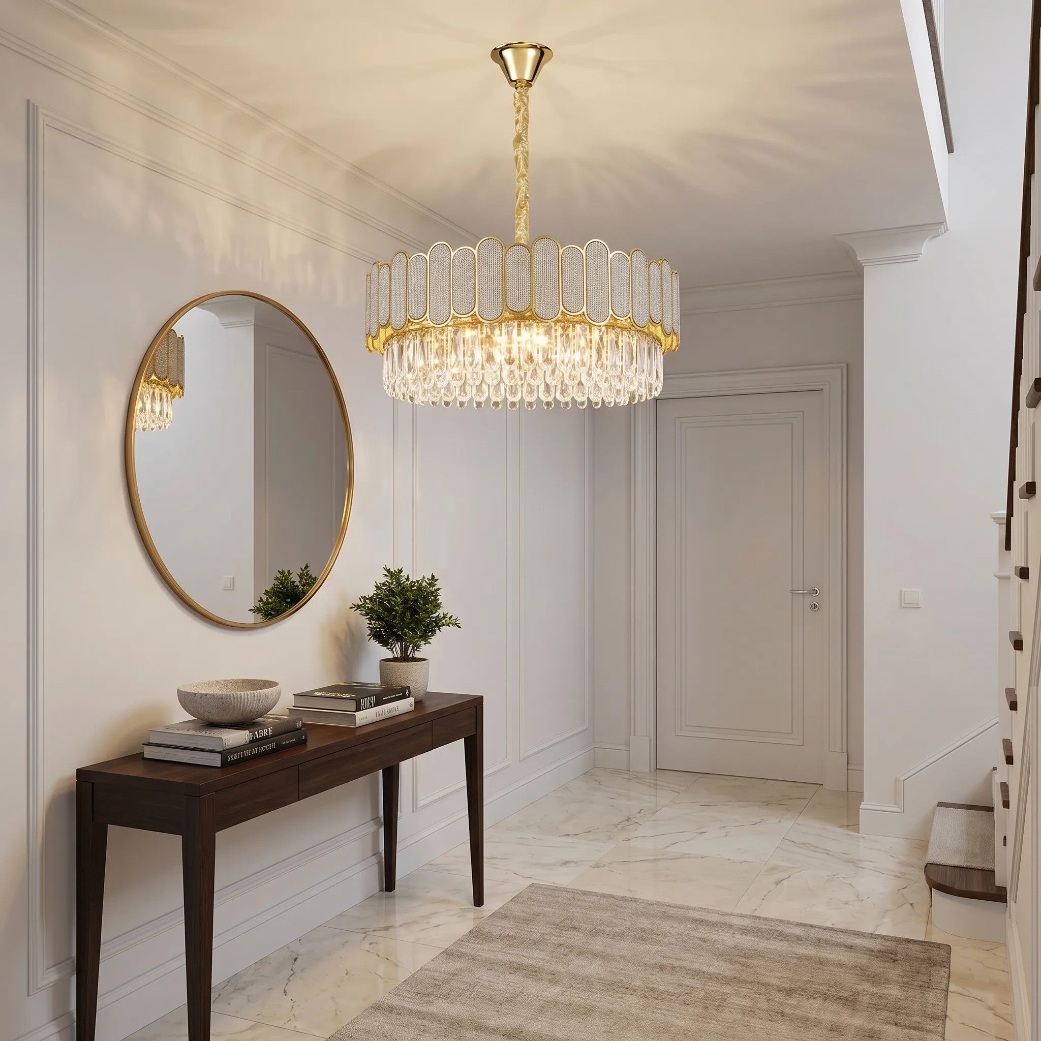 Lampa Wisząca Z Kryształami SWE107-CP 50cm Złota 6