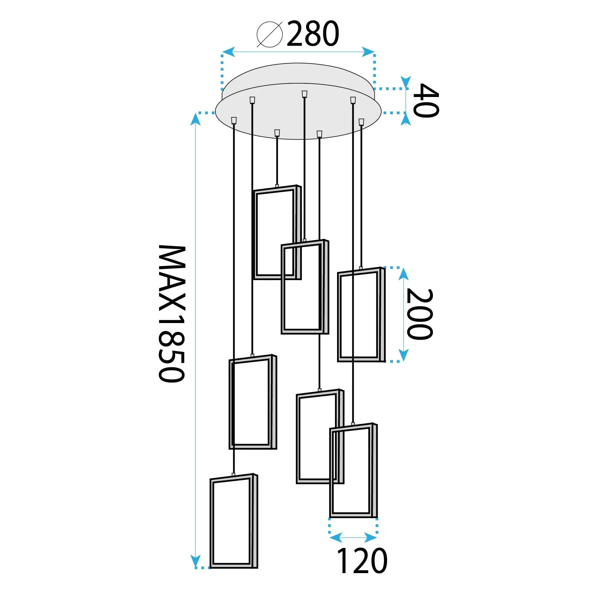 LAMPA SUFITOWA WISZĄCA LED LHJ089-7CP CZARNA 6