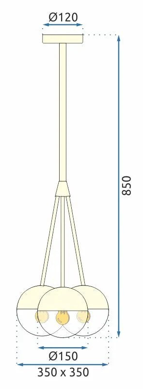 Lampa Wisząca Szklana Kula Mleczna APP687-3CP Czarna 6