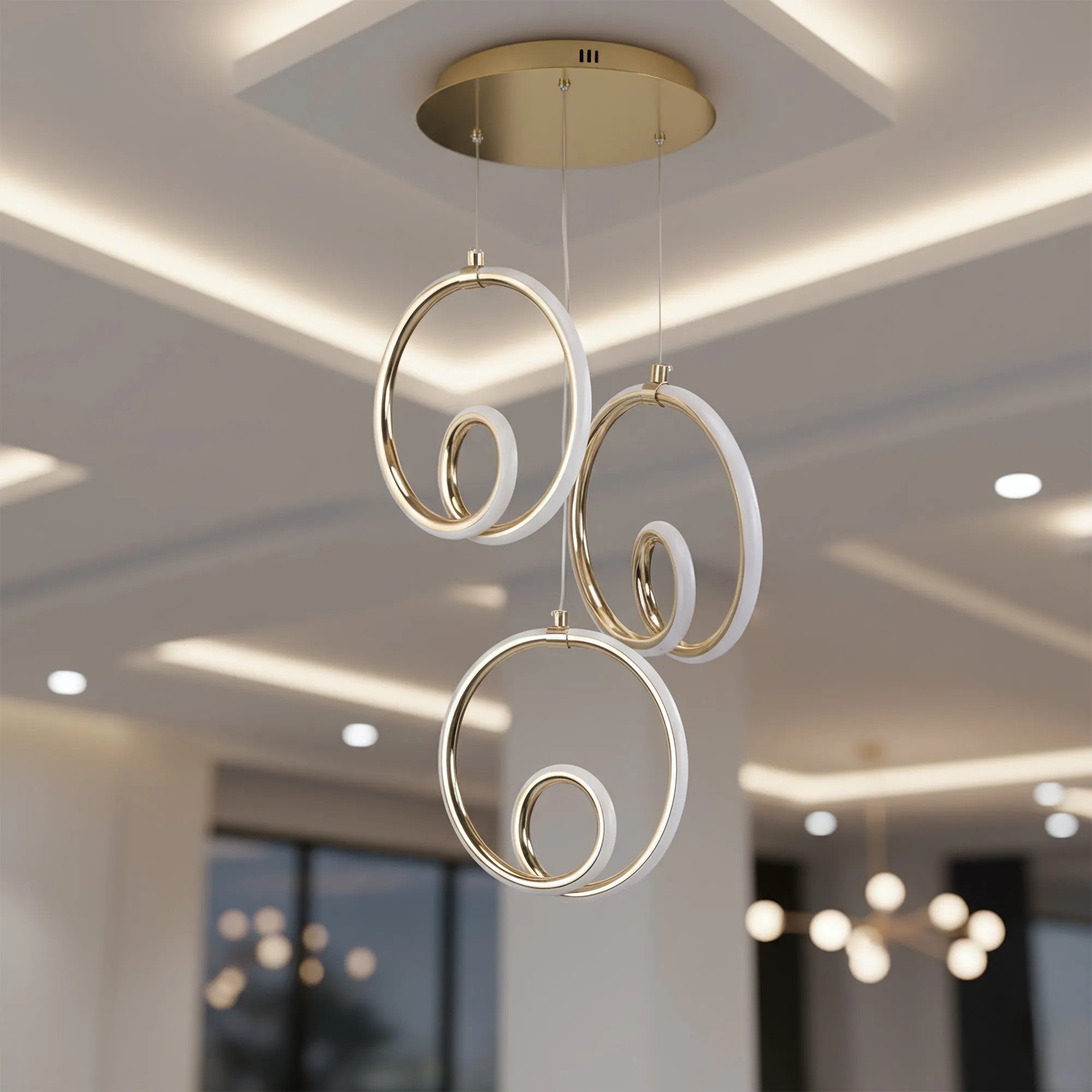 LAMPA SUFITOWA WISZĄCA LED LHJ095-3CP ZŁOTA 6