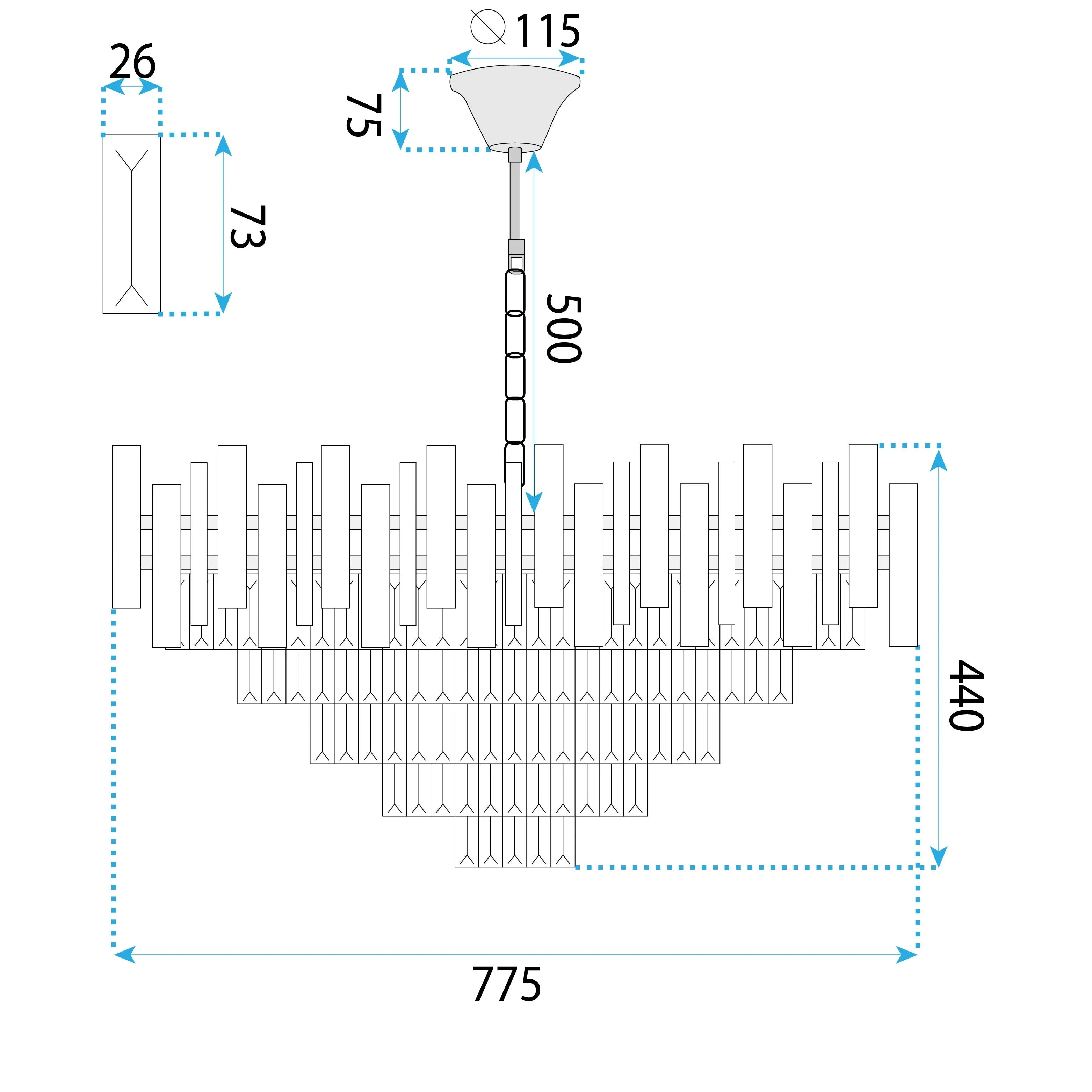Lampa Wisząca Z Kryształami G053-CP 80CM Złota 6